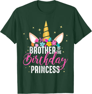 Brother Of The Birthday Princess Gift Unicorn Birthday T-Shirt - T-Shirt | Forest