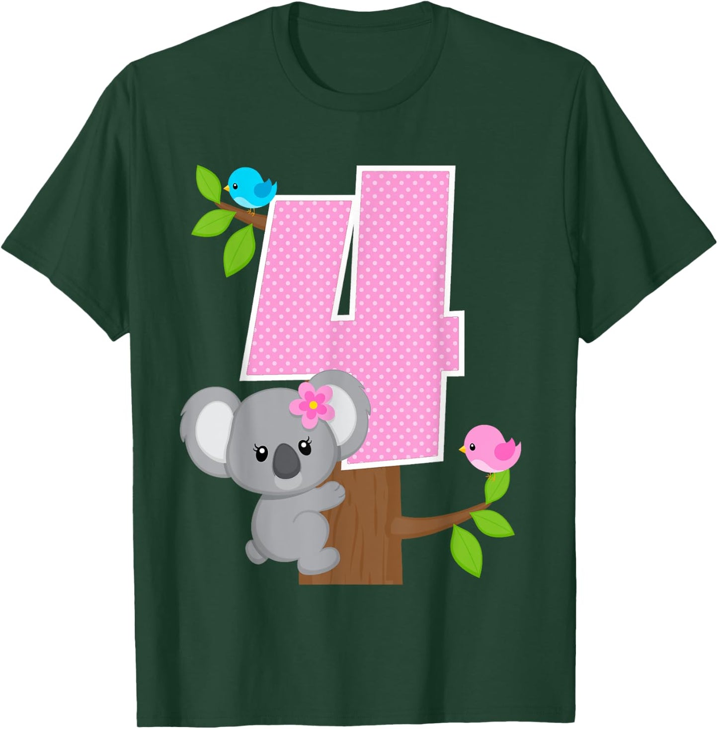 Koala Bear 4th Birthday Girl 4 Year Old Birthday Koalas Bday T-Shirt - T-Shirt | Forest
