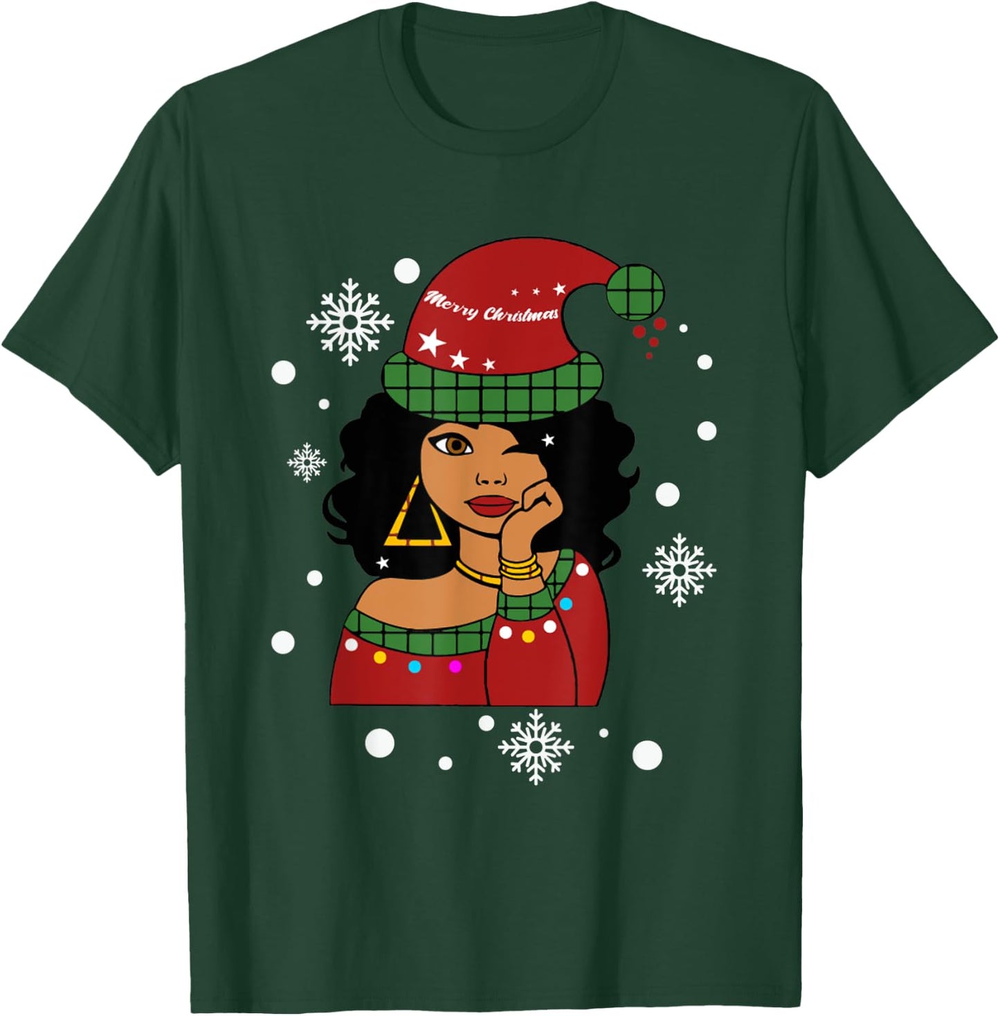 African American Christmas Santa Claus T-Shirt - T-Shirt | Forest