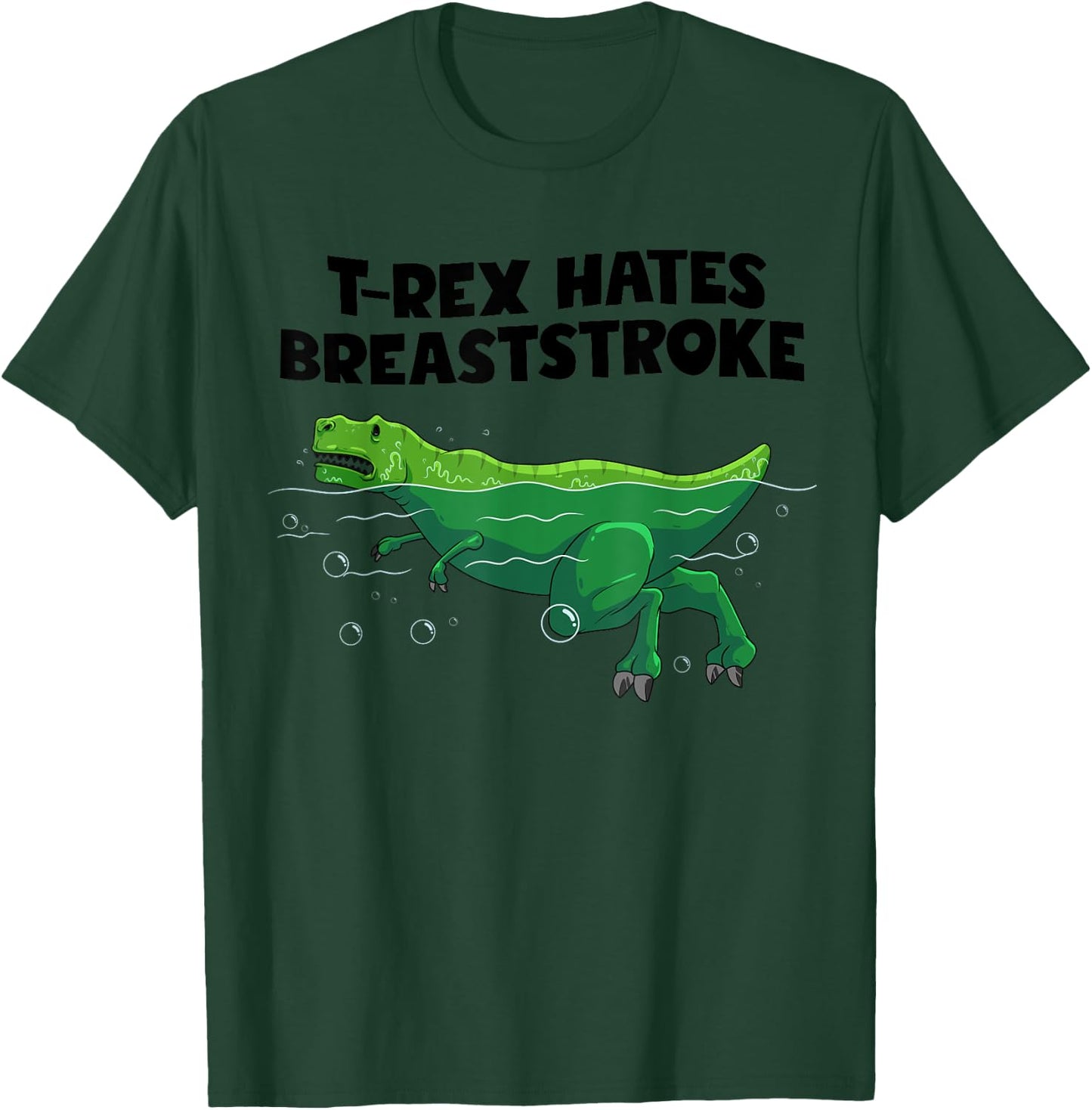 Funny T-Rex Gift Men Women Cool Dino Swimming Breaststroke T-Shirt - T-Shirt | Forest