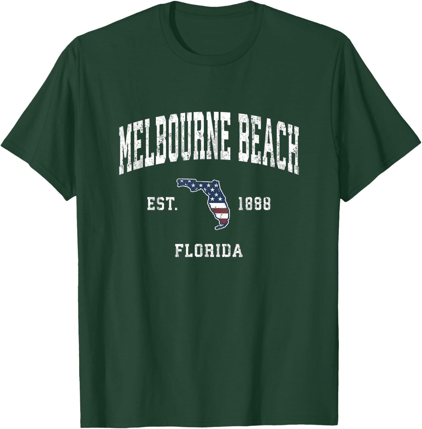 Melbourne Beach Florida FL Vintage American Flag Sports Desi Women Kids Men T-Shirt - T-Shirt | Forest