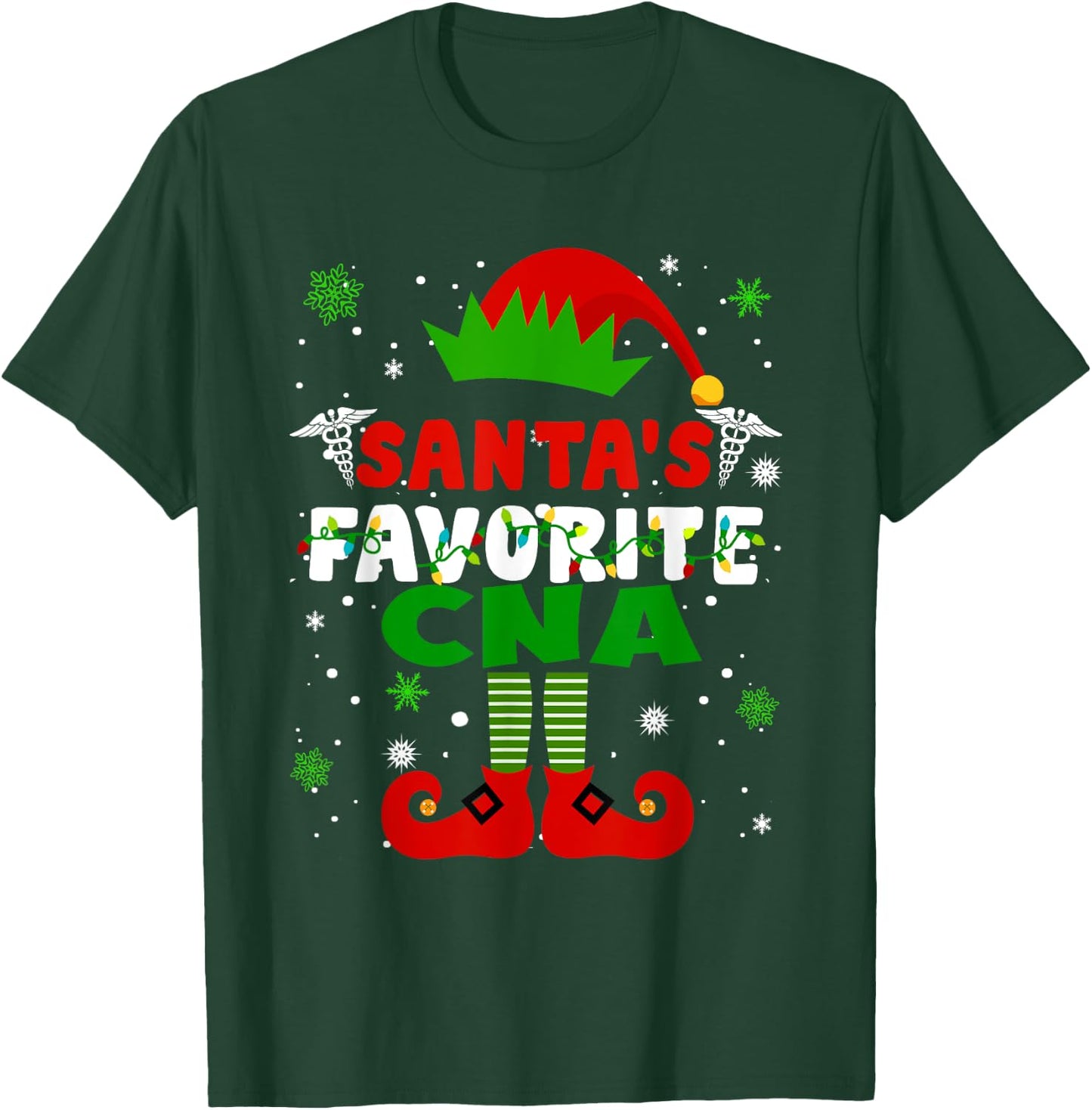 Santa's Favorite CNA Funny Christmas Gifts T-Shirt - T-Shirt | Forest