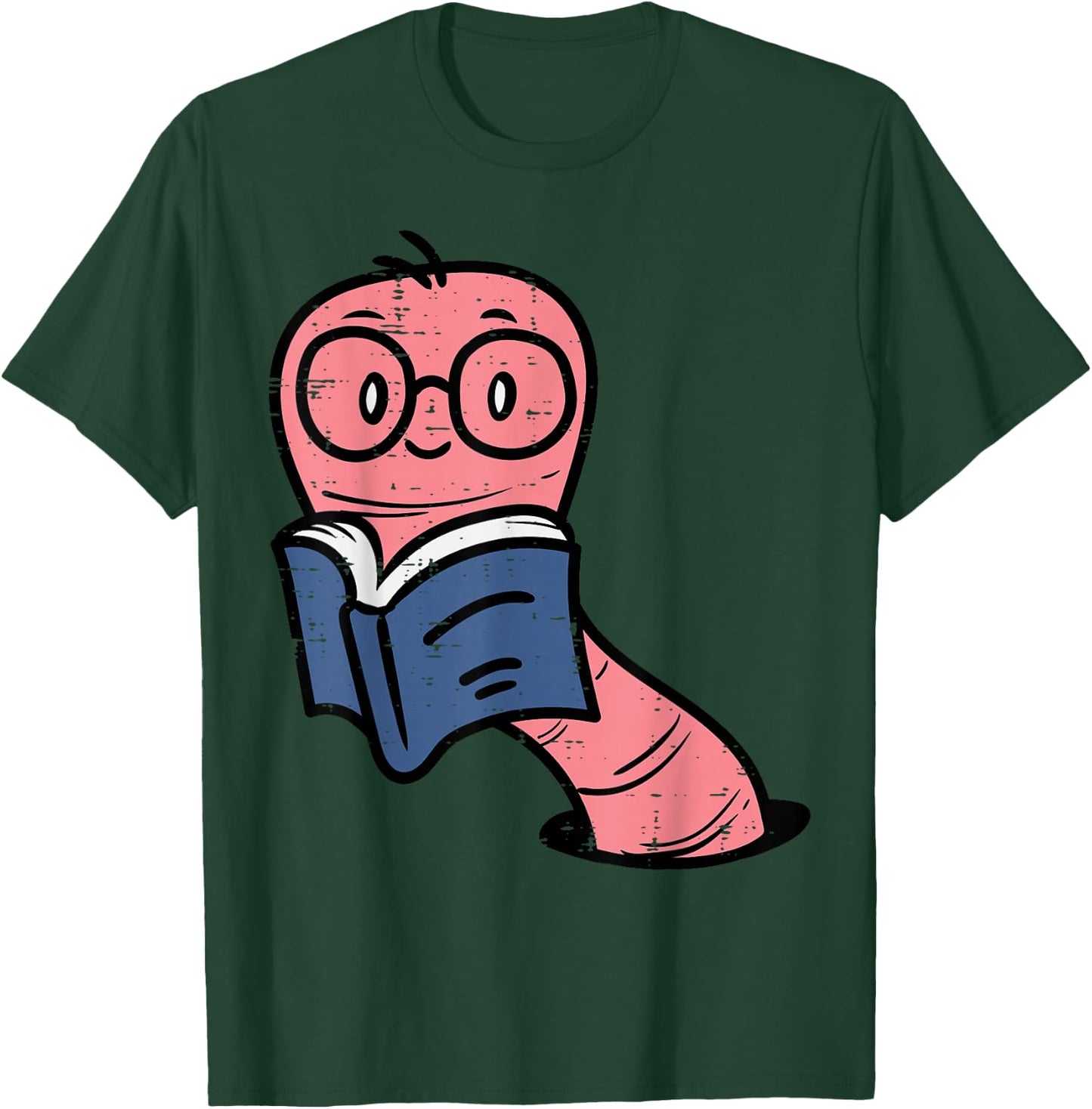 Book Worm Pun Read Reading Librarian America Men Women Kids T-Shirt - T-Shirt | Forest