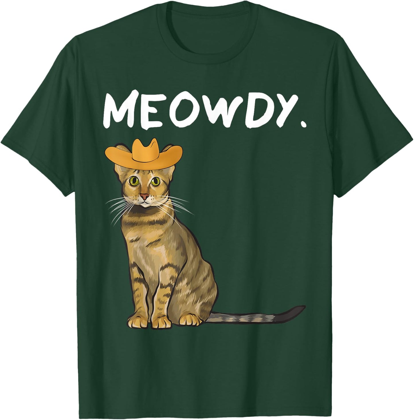 Funny Western Meowdy Savannah Cat Pun Howdy Cowboy T-Shirt - T-Shirt | Forest
