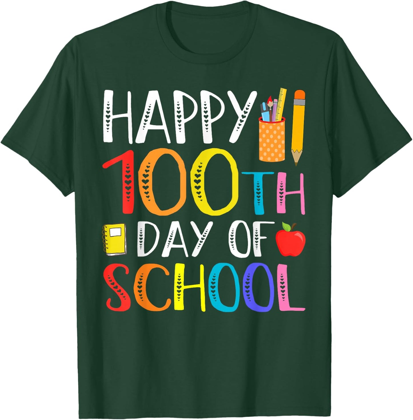 100 Days of School Teacher and Student T-Shirt - T-Shirt | Forest