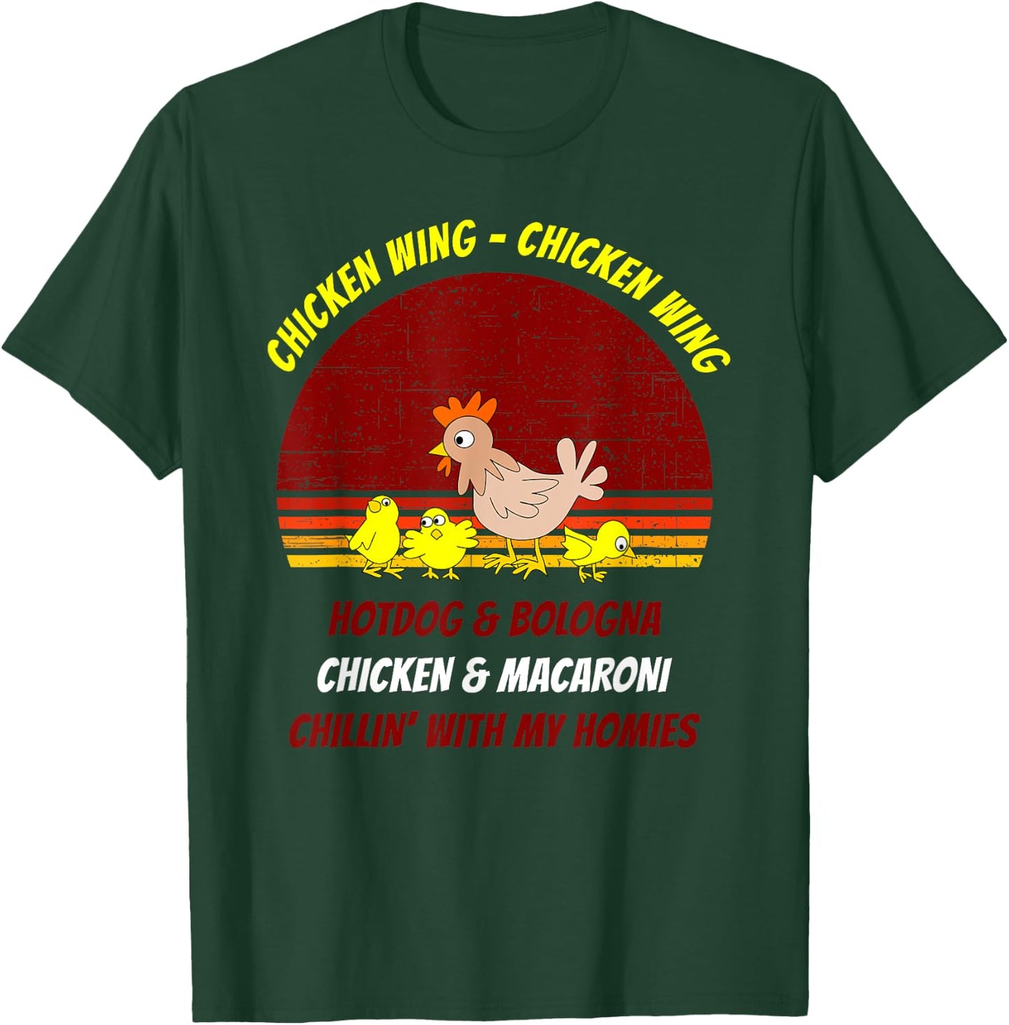 Chicken Wing Shirt Kids Retro Sunset For Boys Girls T-Shirt - T-Shirt | Forest