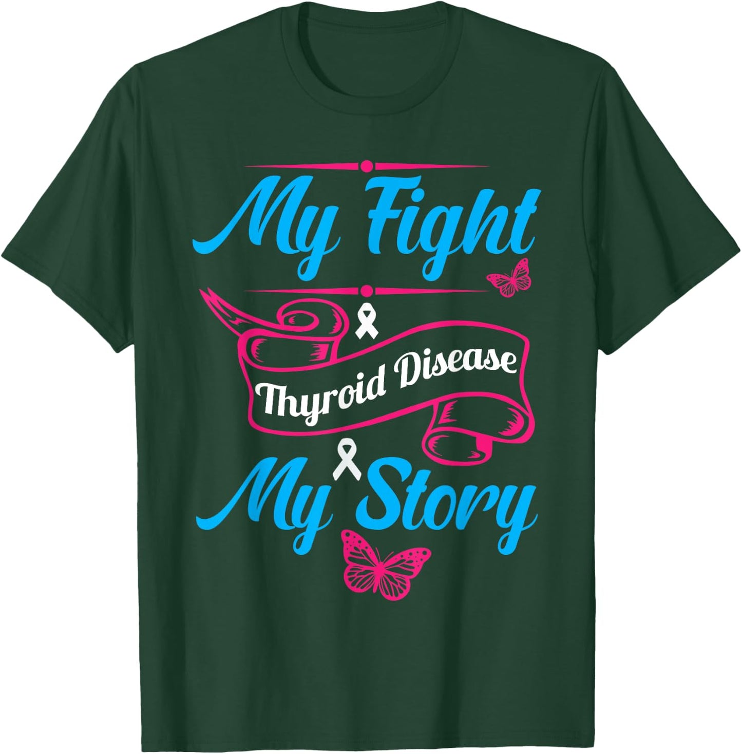 Thyroid Hashimotos Hypothyroidism Awareness Survivor Ribbon T-Shirt - T-Shirt | Forest
