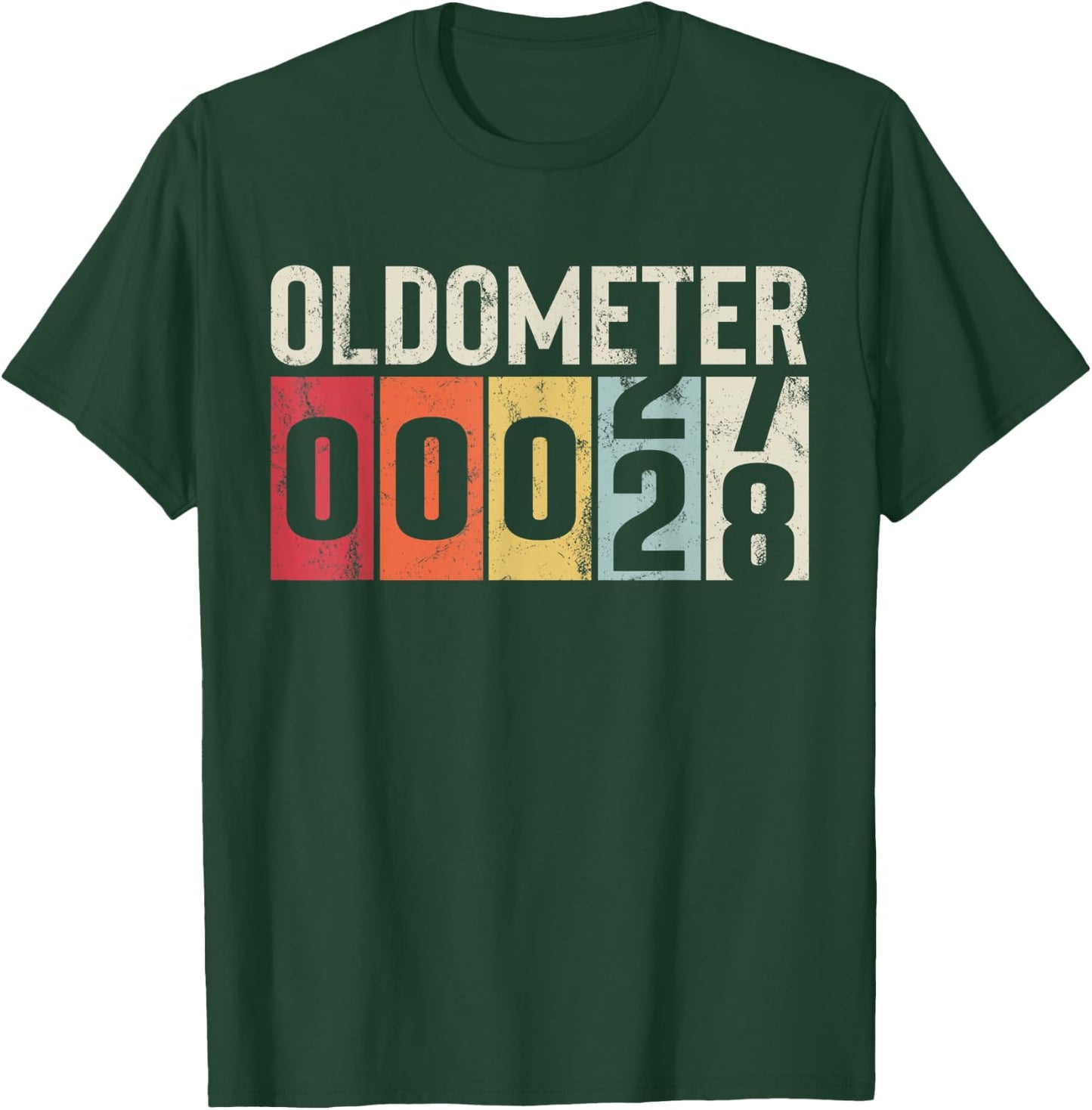Funny 28 Years Old Oldometer Vintage 28th Birthday Odometer T-Shirt - T-Shirt | Forest