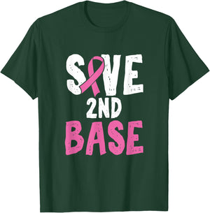 Breast Cancer Awareness Month Saves Second Base T-Shirt - T-Shirt | Forest