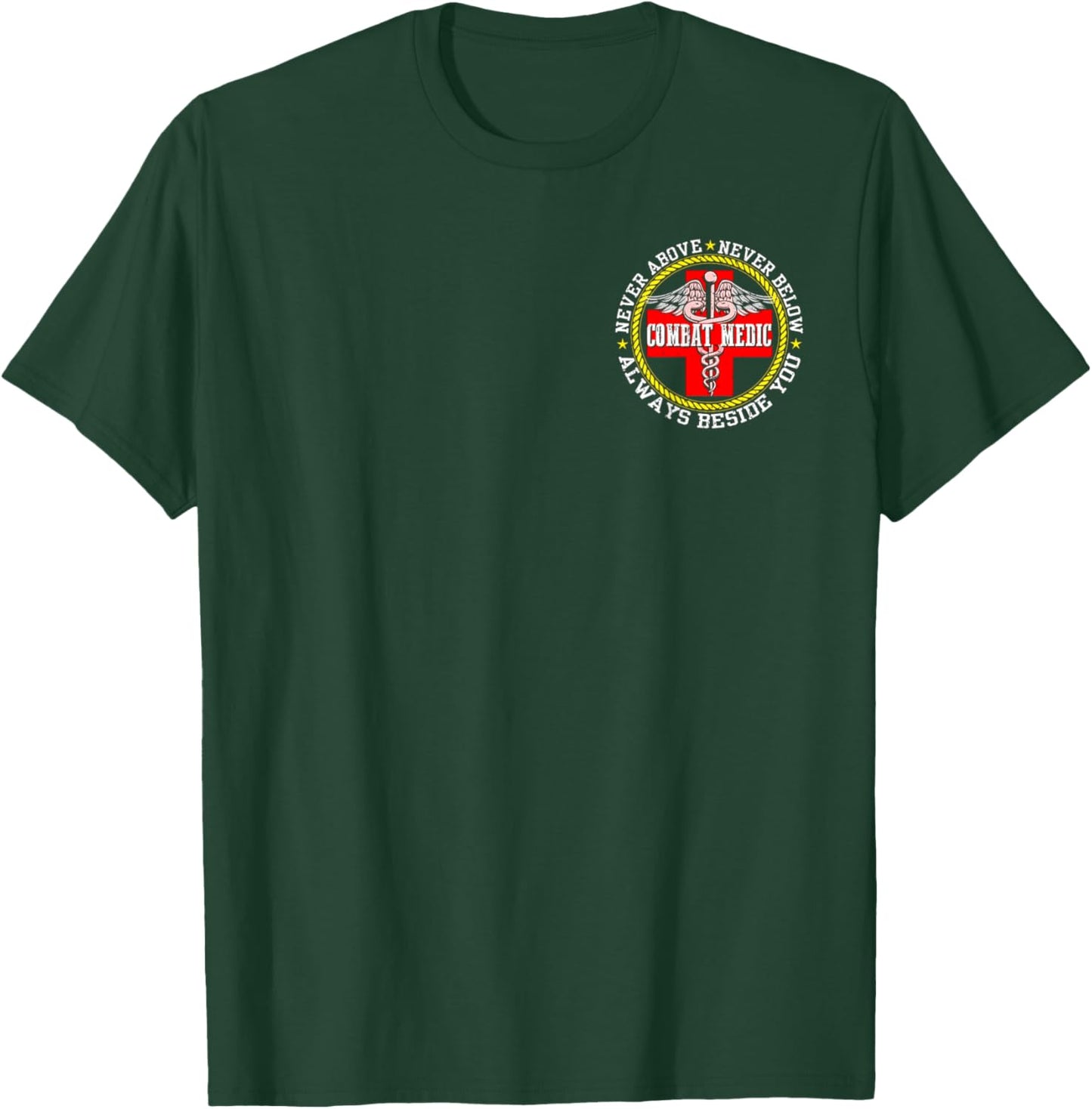 Vintage U.S Army Combat Medic Veteran Medical Military Flag T-Shirt - T-Shirt | Forest