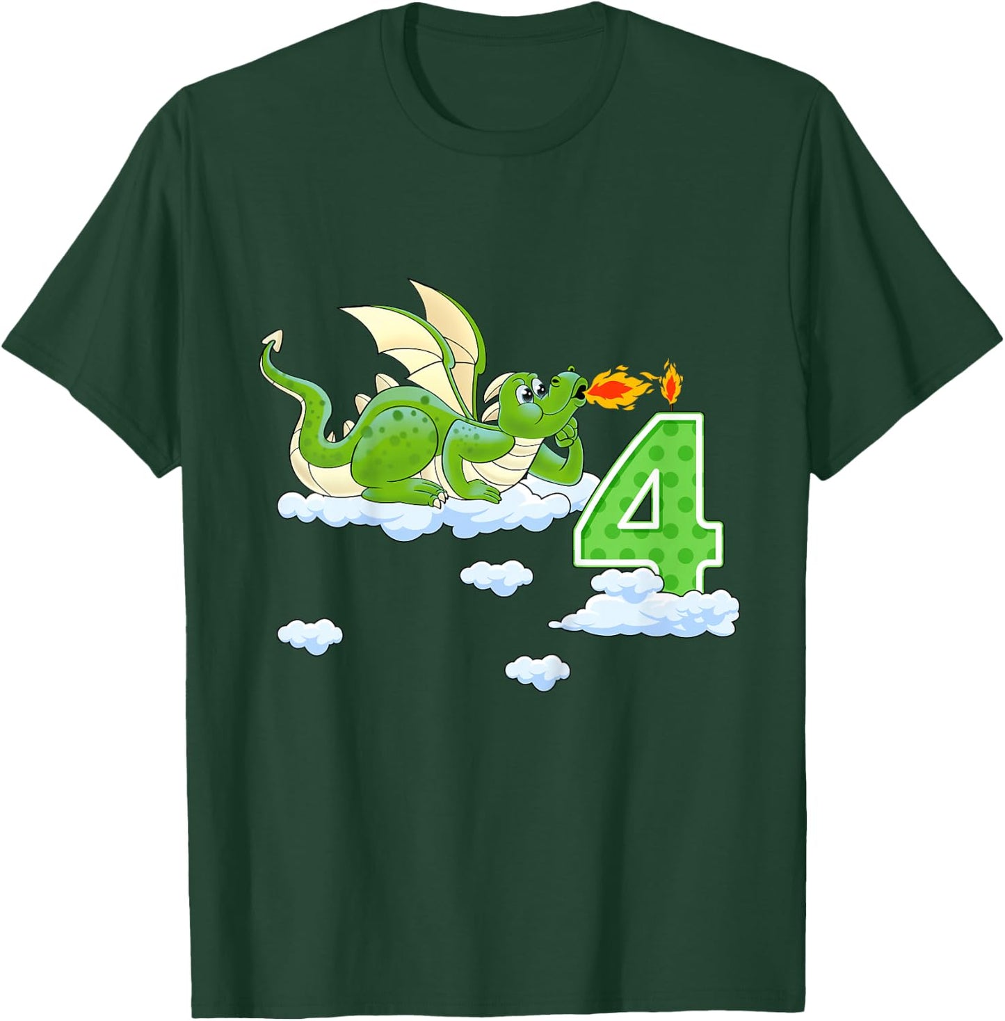 Kids Dragon 4 Year Old Birthday Outfit Boy Knight 4th Birthday T-Shirt - T-Shirt | Forest