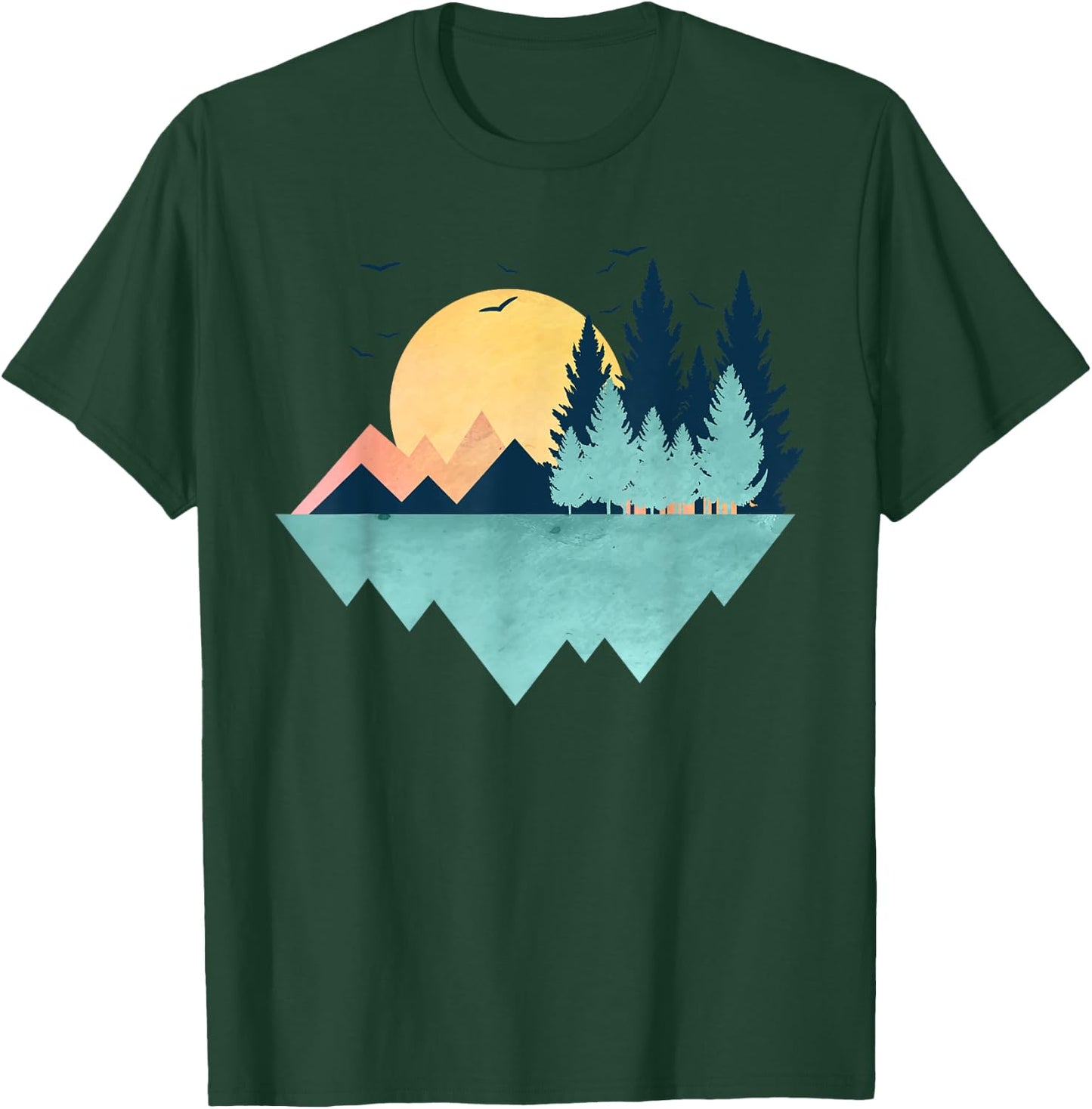 Funny Geometric Mountain Abstract Geometry Outdoor Gifts T-Shirt - T-Shirt | Forest