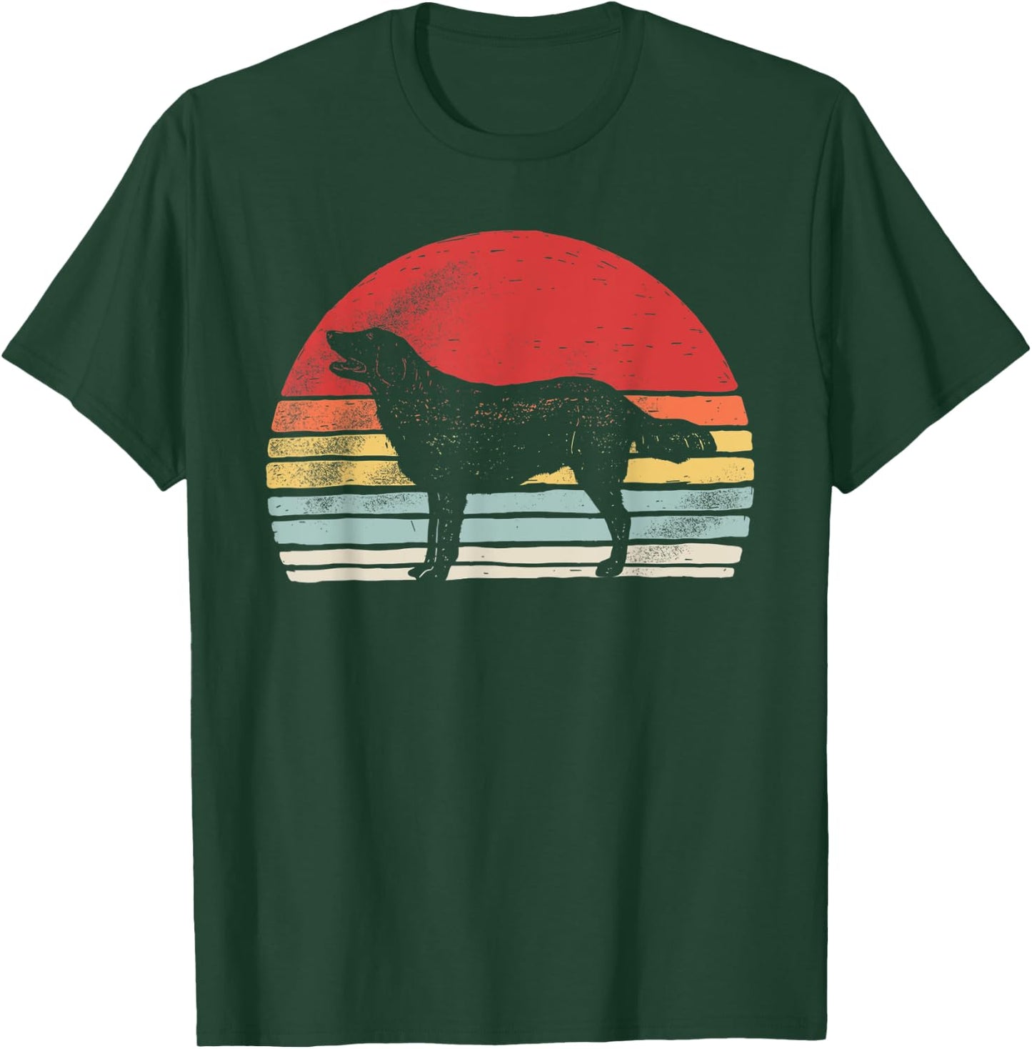 Vintage Retro Flat Coat Retriever Dog Breed Men Women Kids T-Shirt - T-Shirt | Forest