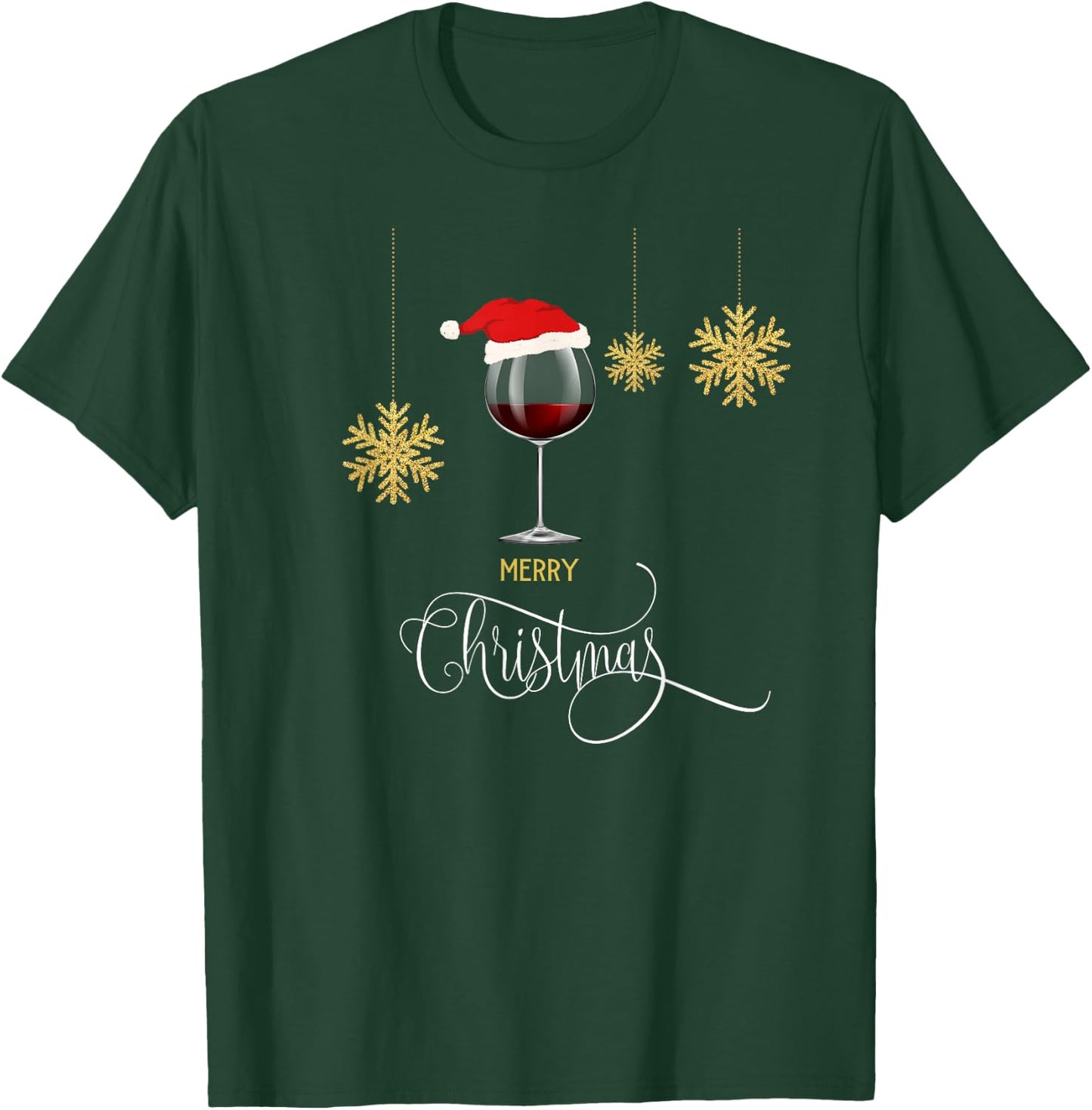 Red Wine Christmas Wine Glass Festive Holiday Women Xmas T-Shirt - T-Shirt | Forest