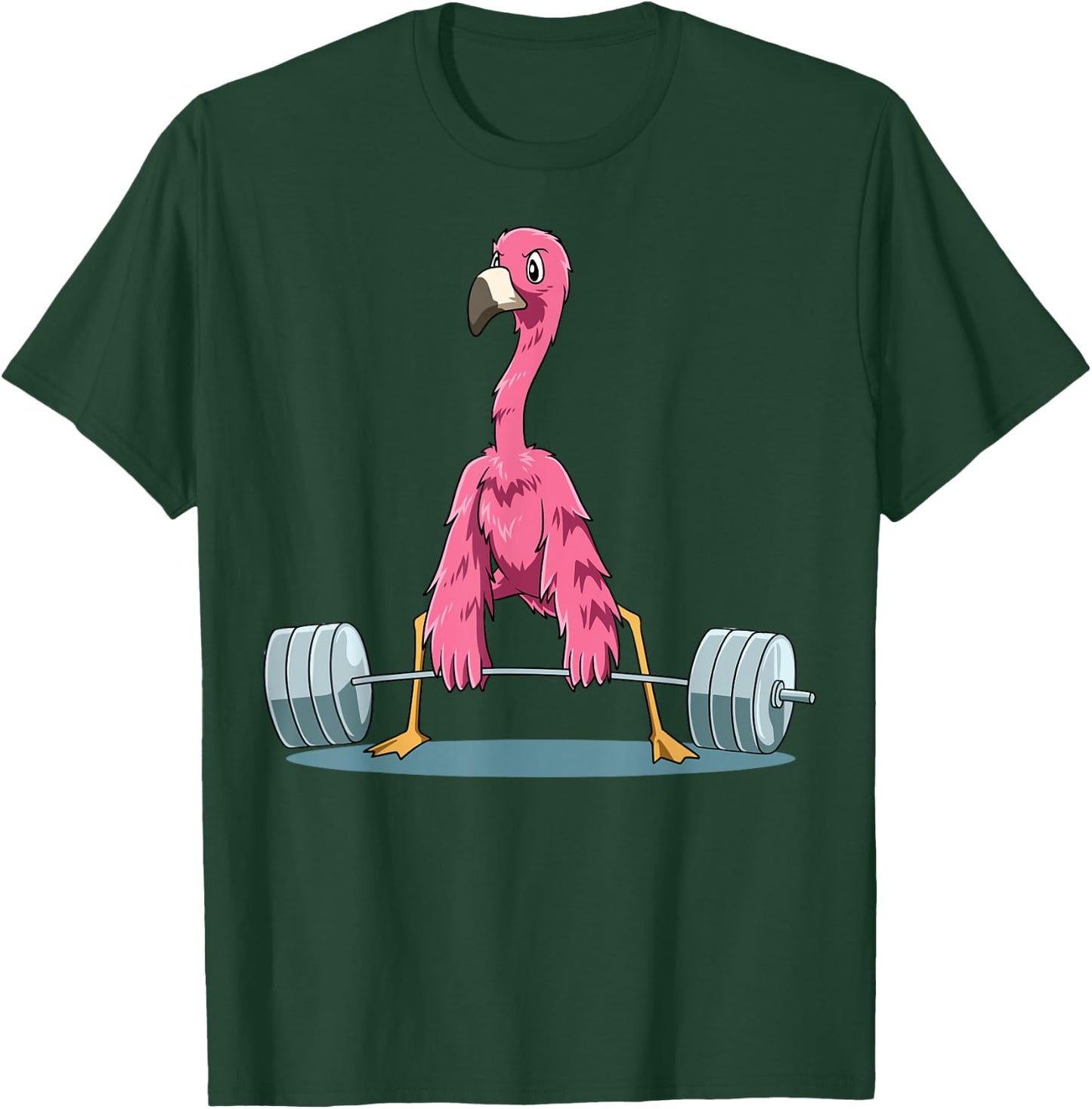 Weightlifting Flamingo Deadlifting Flamingo Powerlifting Gym T-Shirt - T-Shirt | Forest