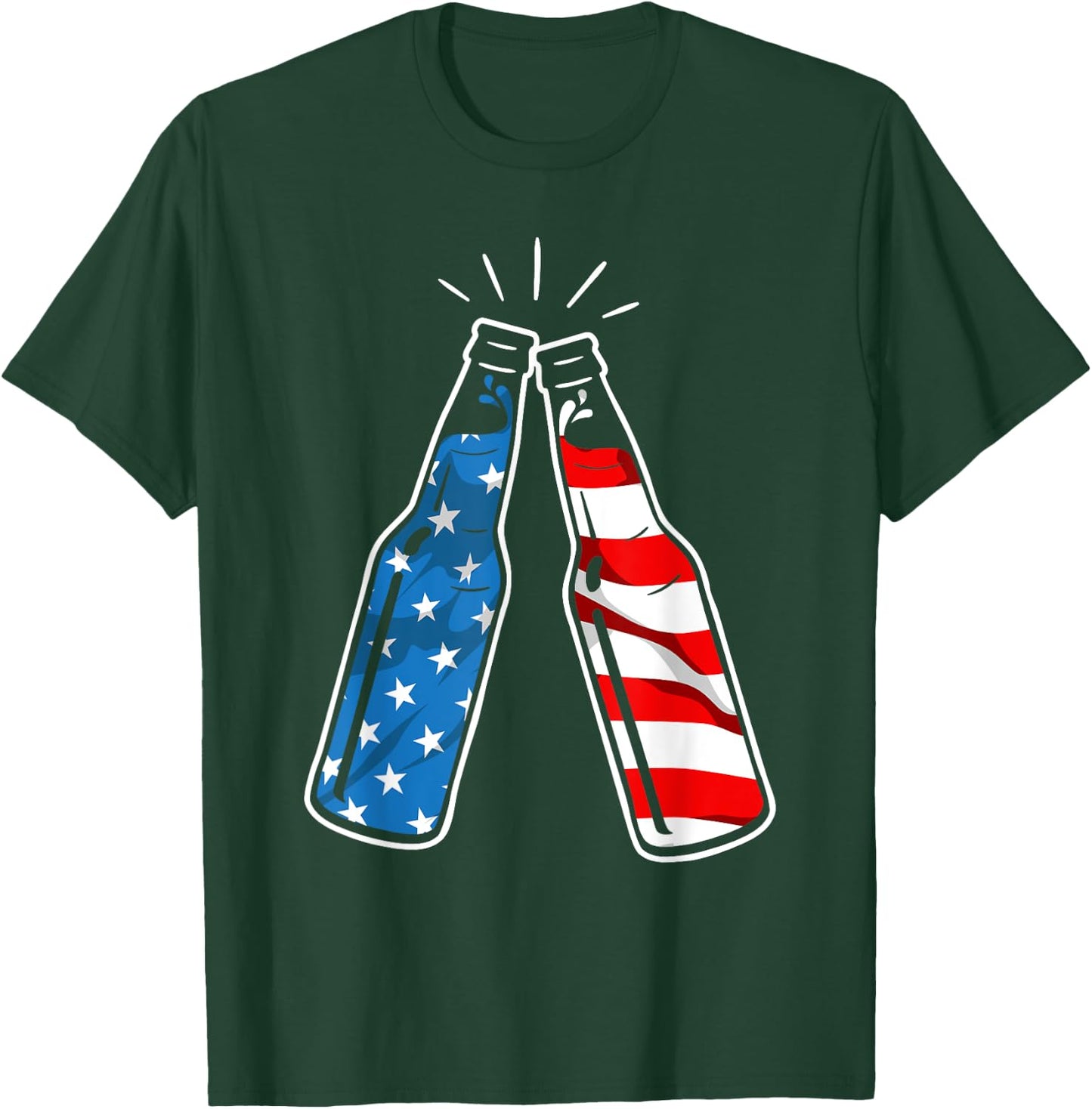 4th Of July Patriotic American Flag Beer Drinking Alcohol Women Men T-Shirt - T-Shirt | Forest