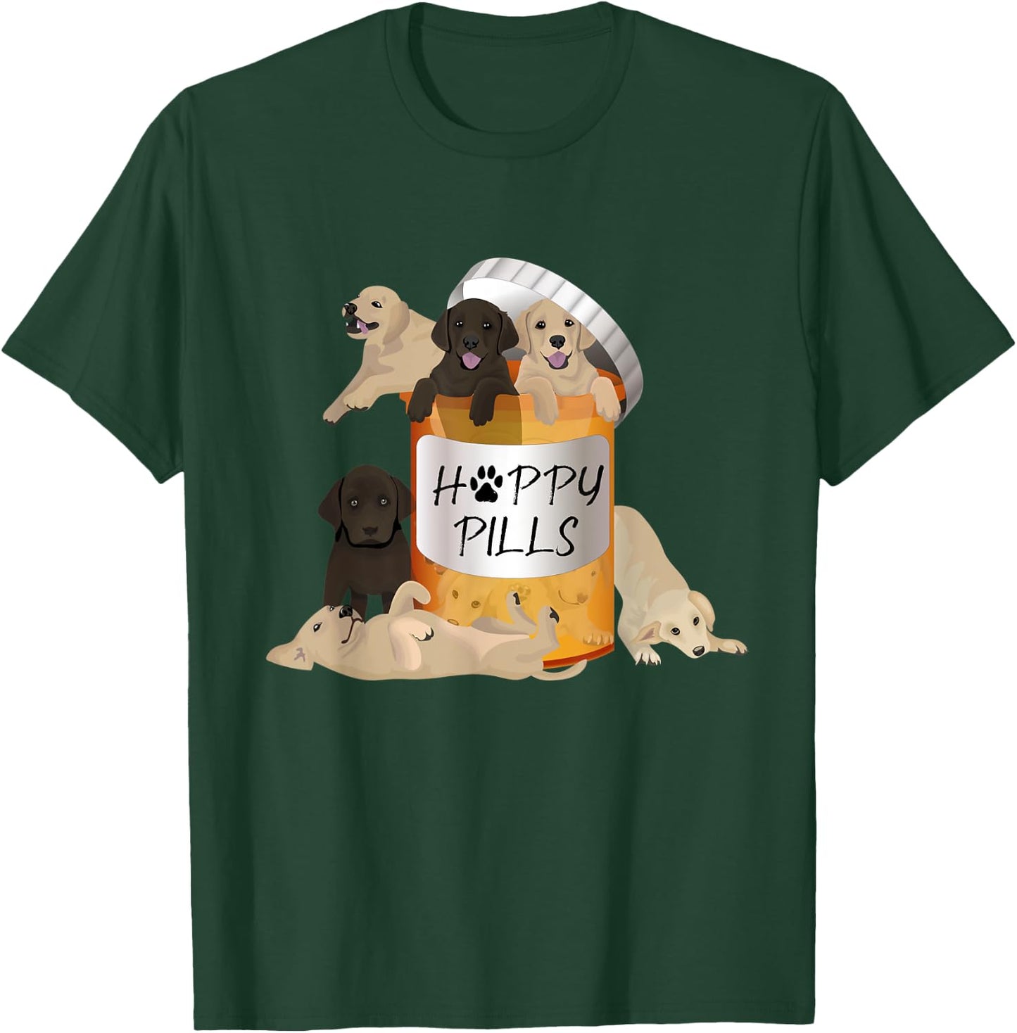 Gift Labrador Retriever Owner Happy Pills Antidepressant T-Shirt - T-Shirt | Forest