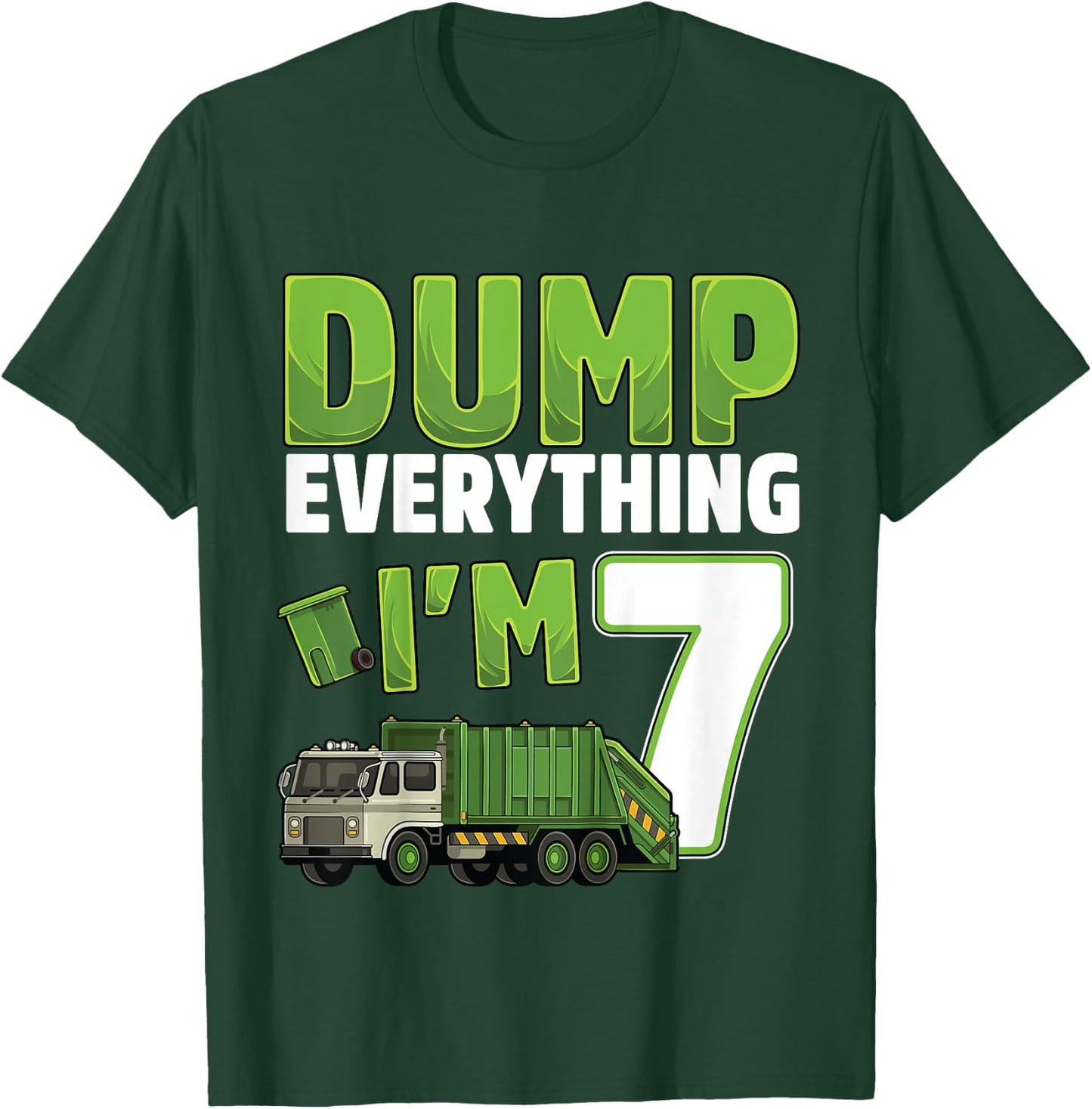Kids Recycling Trash 7 Year Old Garbage Truck 7th Birthday Boy T-Shirt - T-Shirt | Forest