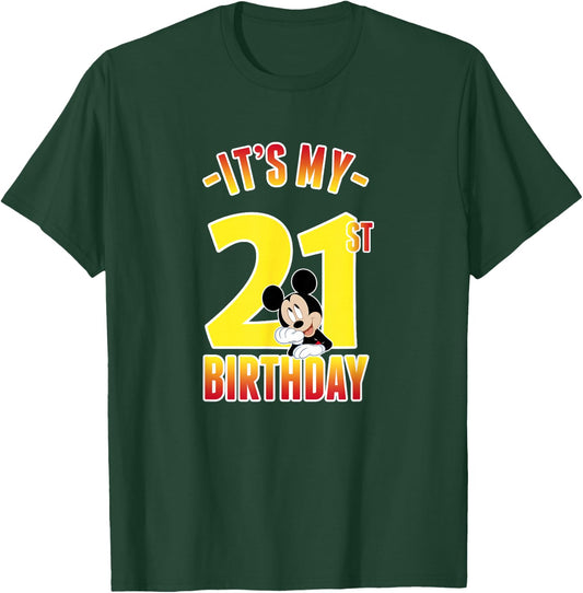 Disney Mickey Mouse It's My 21st Birthday Gradient Portrait T-Shirt - T-Shirt | Forest