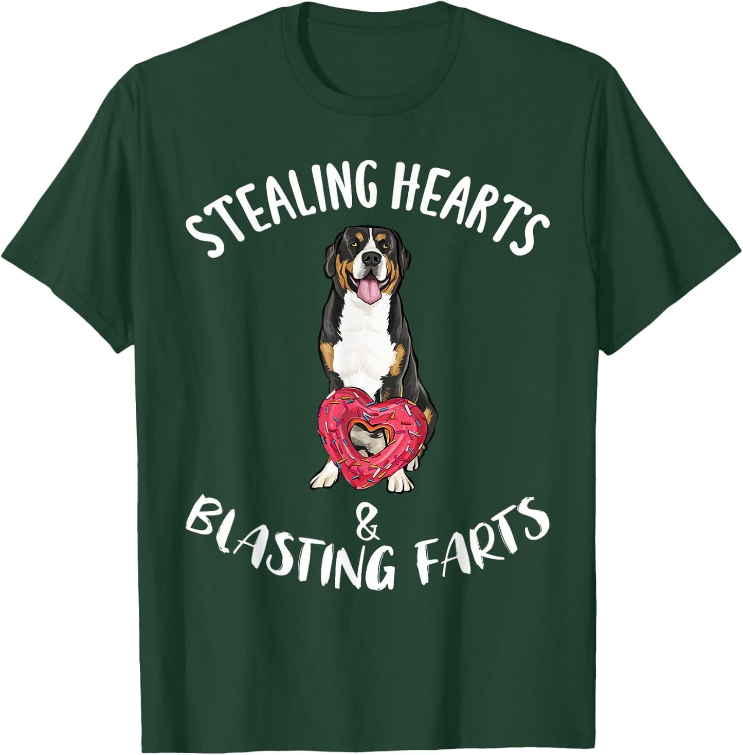 Stealing Hearts Blasting Farts Greater Swiss Mountain Dog T-Shirt - T-Shirt | Forest