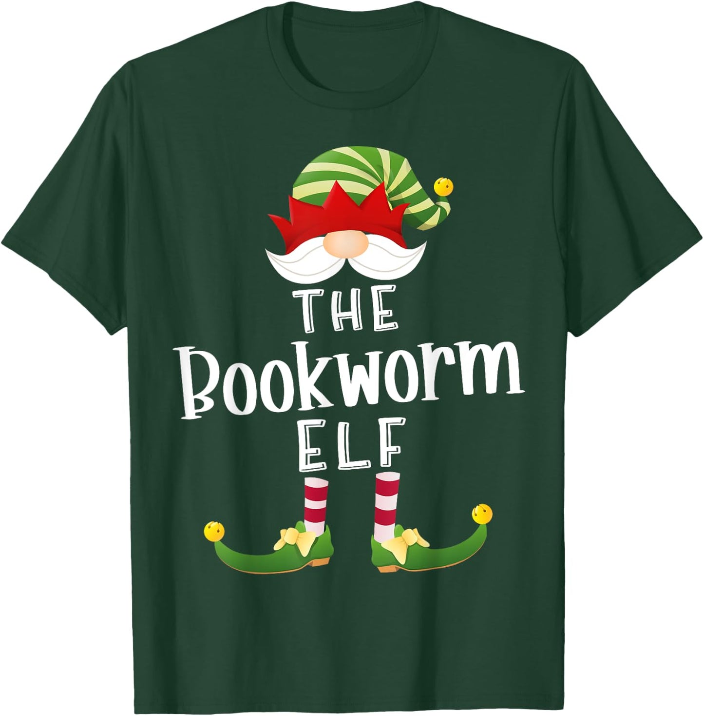 Bookworm Elf Group Christmas Funny Pajama Party T-Shirt - T-Shirt | Forest