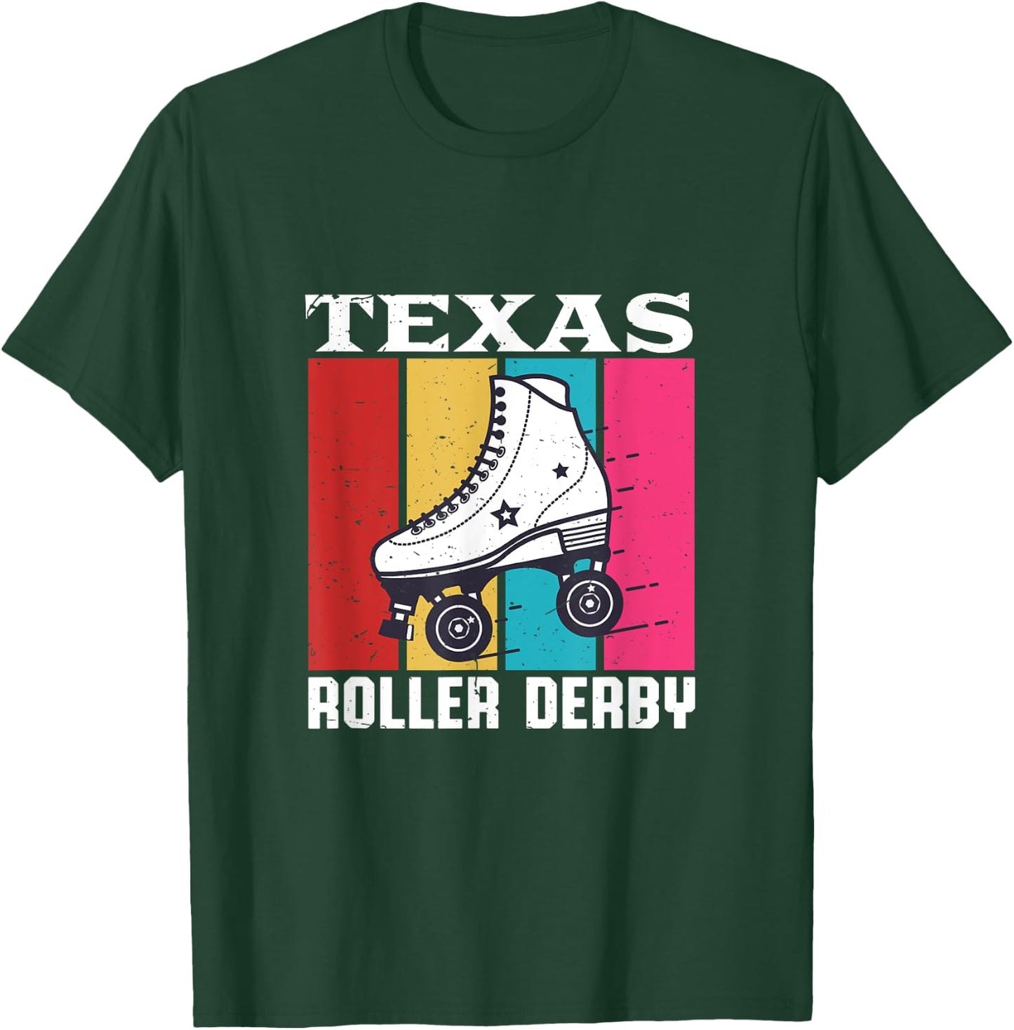 Vintage Retro Texas Roller Derby Women Roller Skating T-Shirt - T-Shirt | Forest