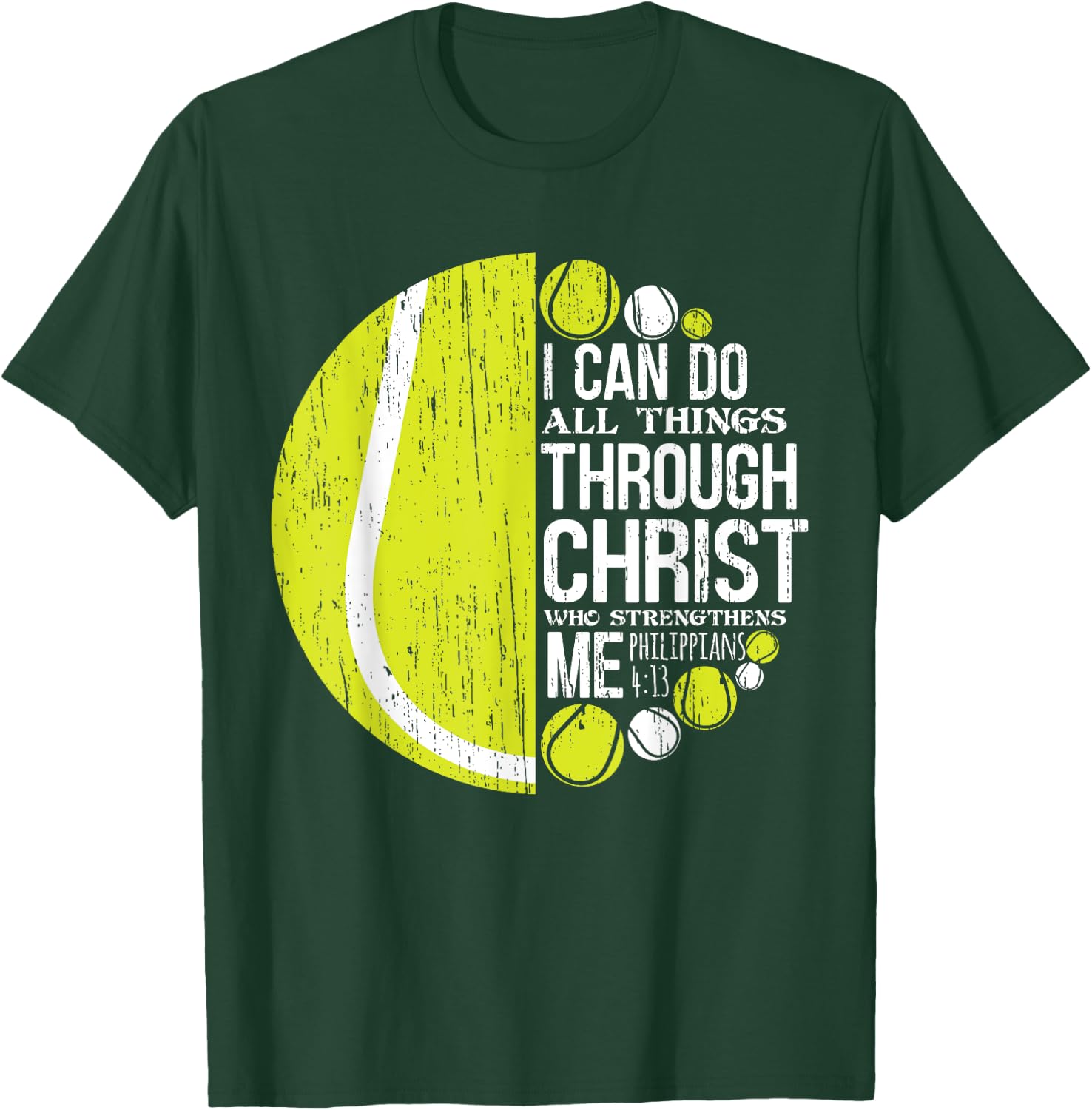 Christian Tennis Philippians 4:13 Gift Women Kids T-Shirt - T-Shirt | Forest