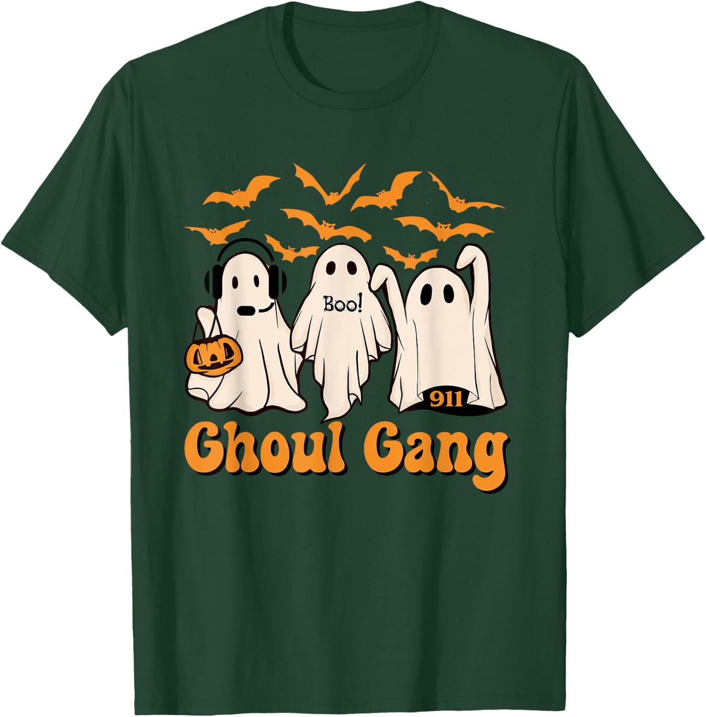 Halloween Dispatcher Boo Crew Police Dispatch Thin Gold Line T-Shirt - T-Shirt | Forest