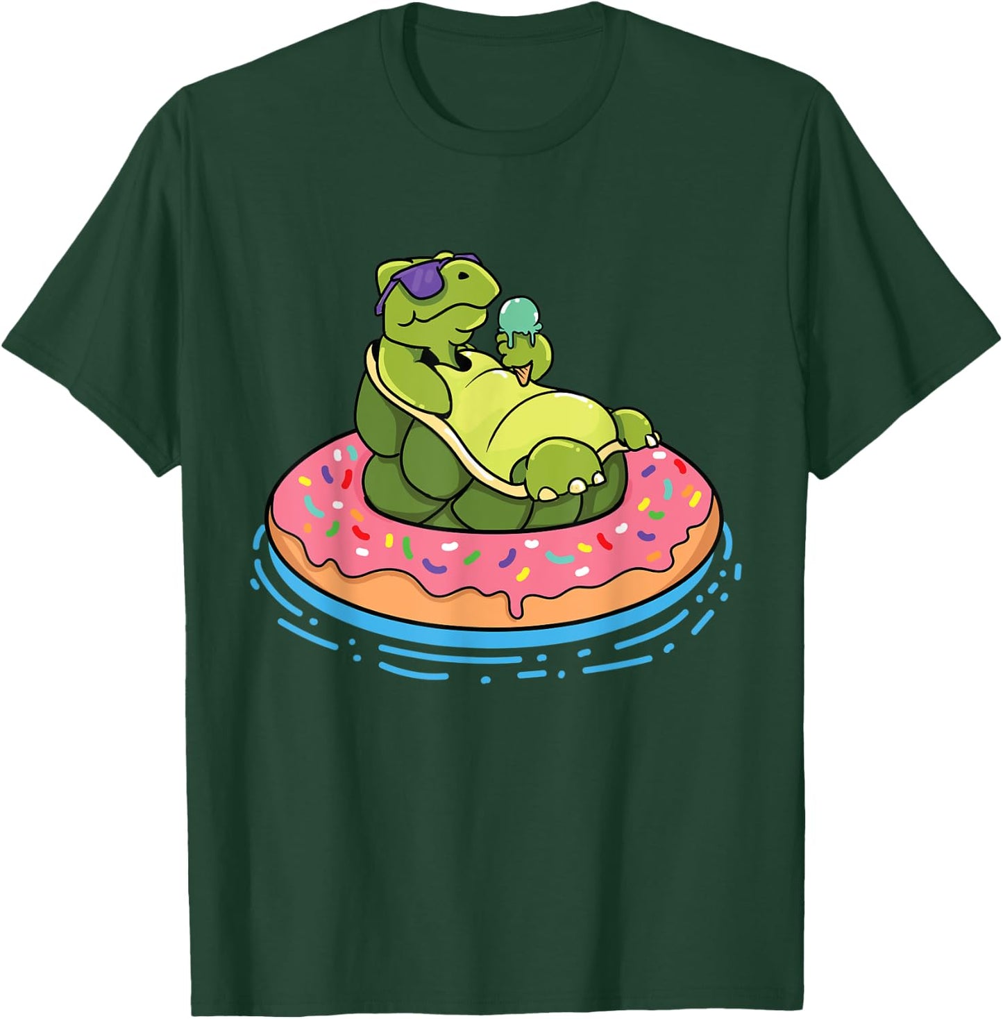 Sea Turtles and Water Turtle with Donut Swim Ring Turtle T-Shirt - T-Shirt | Forest