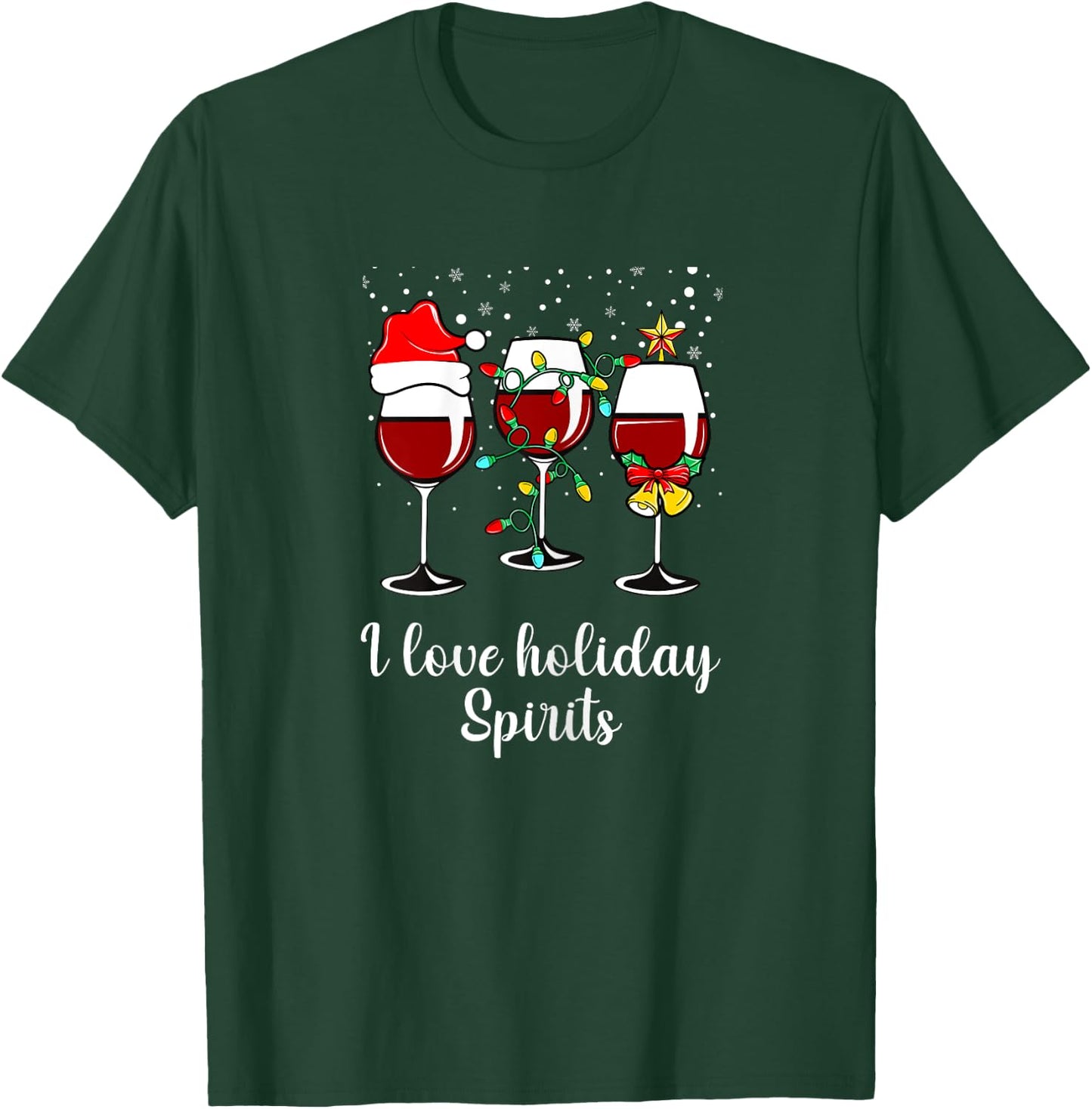 Red Wine Drinking Gift Funny Holiday Christmas Wine Glass T-Shirt - T-Shirt | Forest