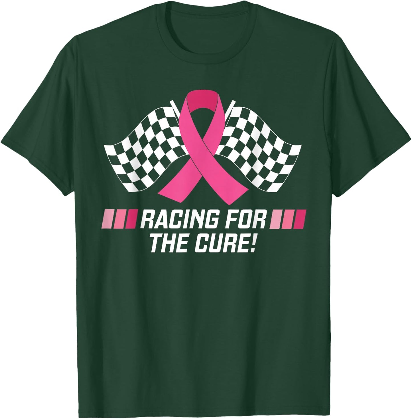 Car Races Racing For a Cure Pink Ribbon Breast Cancer T-Shirt - T-Shirt | Forest