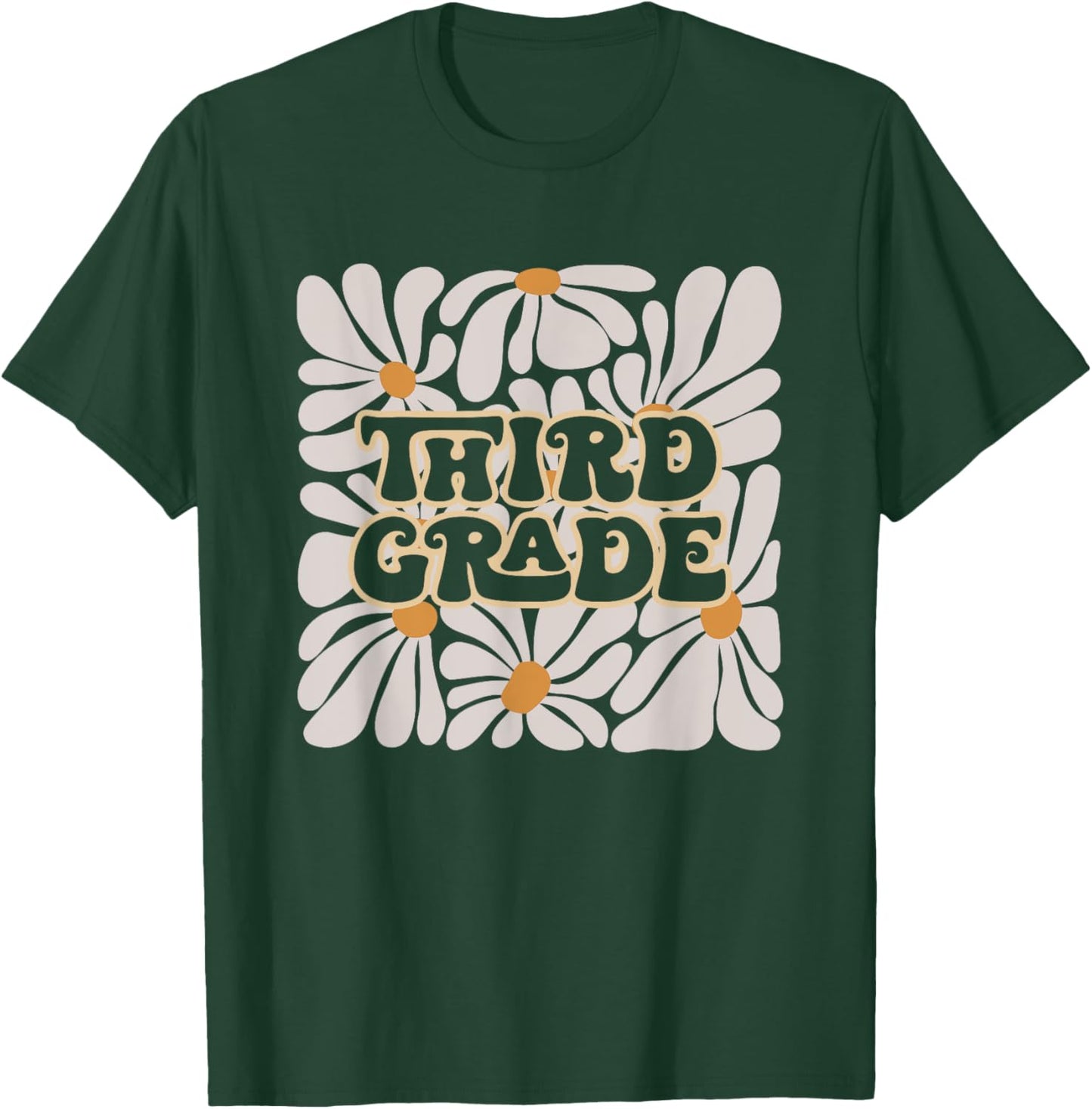 Retro Flower Power Squared Third 3rd Grade Back To School T-Shirt - T-Shirt | Forest
