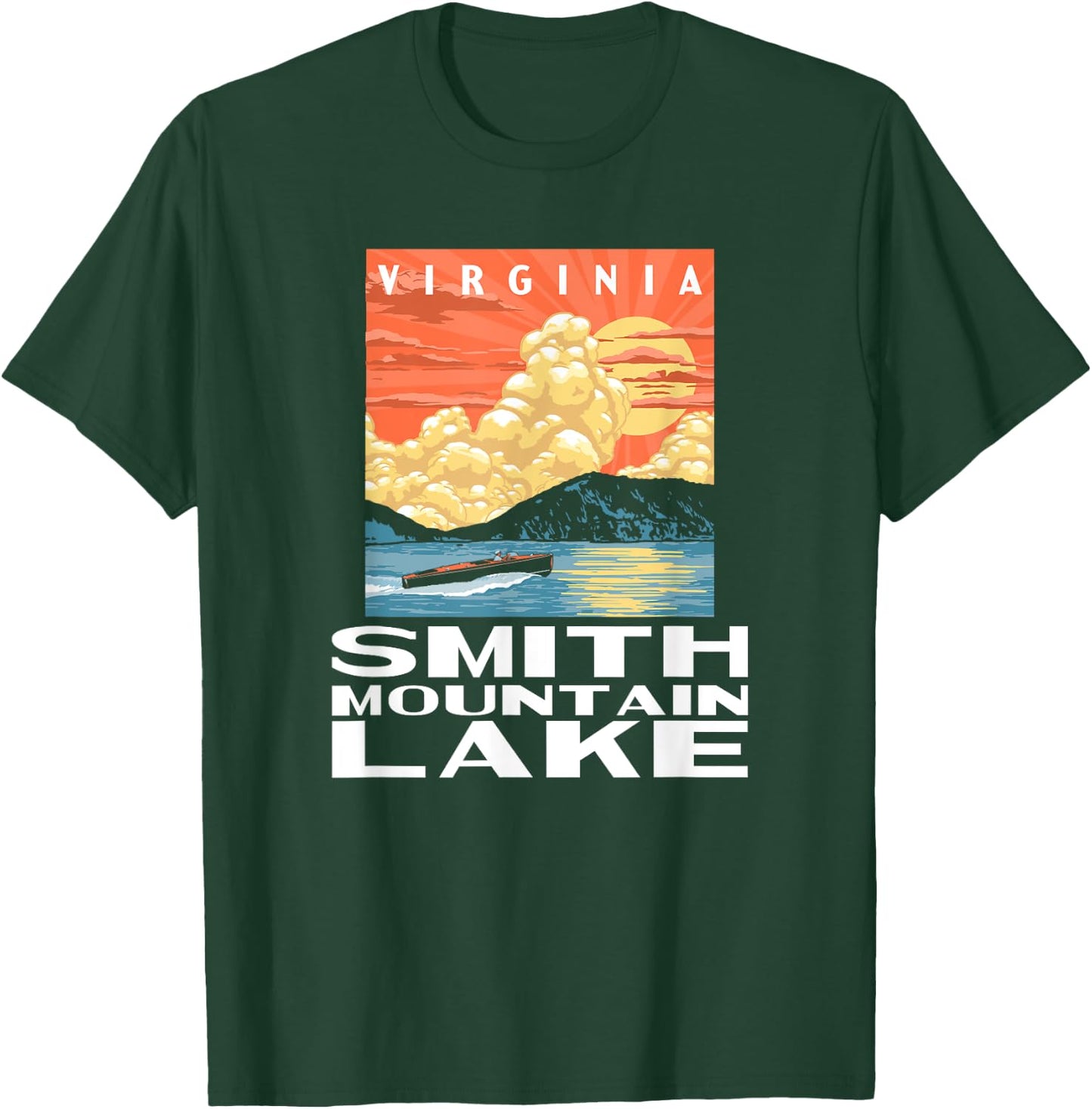 Retro Smith Mountain Lake Virginia WPA Style Vintage T-Shirt - T-Shirt | Forest