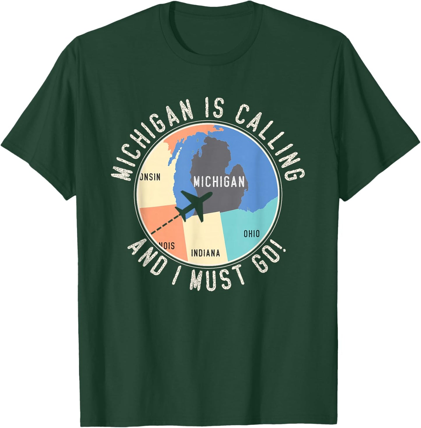 Michigan Is Calling And I Must Go Michigan Map T-Shirt - T-Shirt | Forest