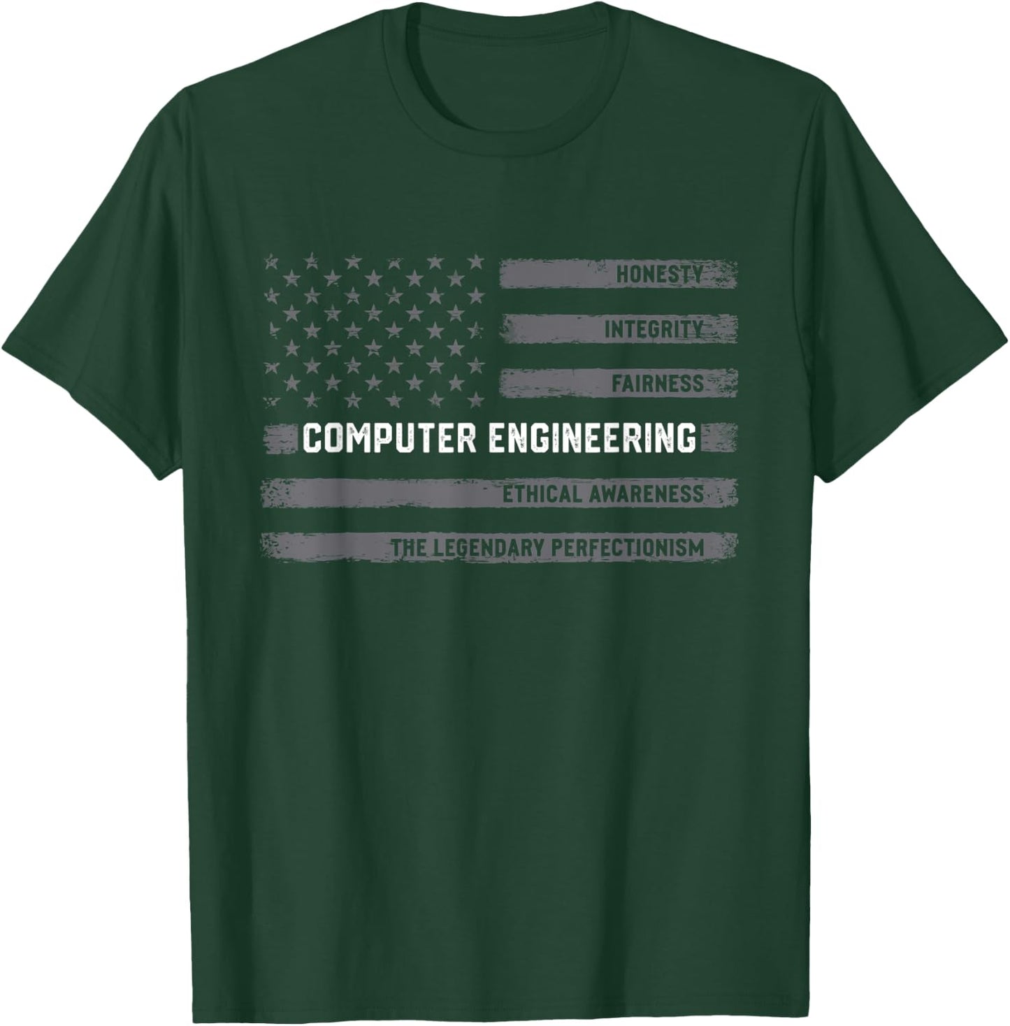Computer Engineering American Flag Distressed Graphic Women Men T-Shirt - T-Shirt | Forest