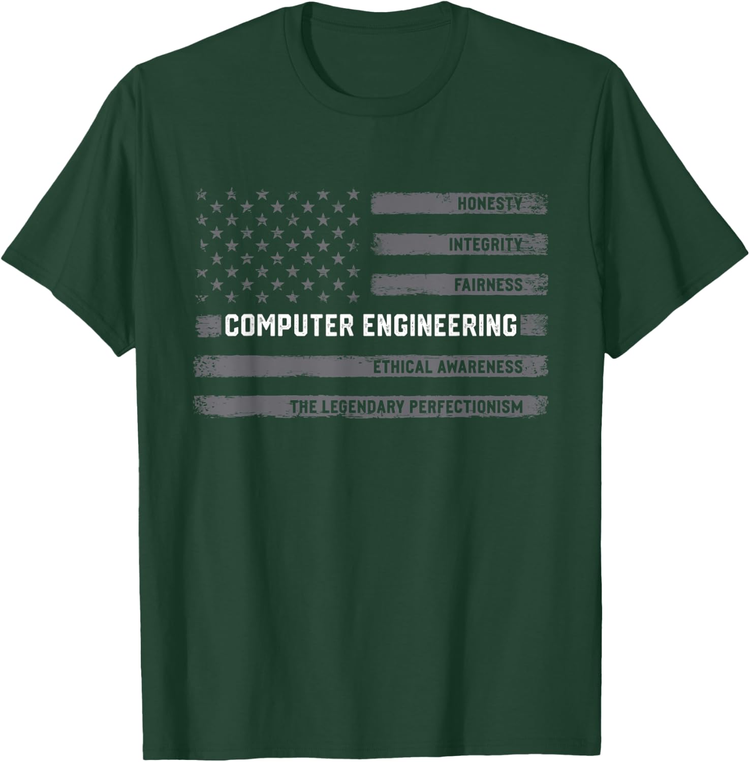 Computer Engineering American Flag Distressed Graphic Women Men T-Shirt - T-Shirt | Forest