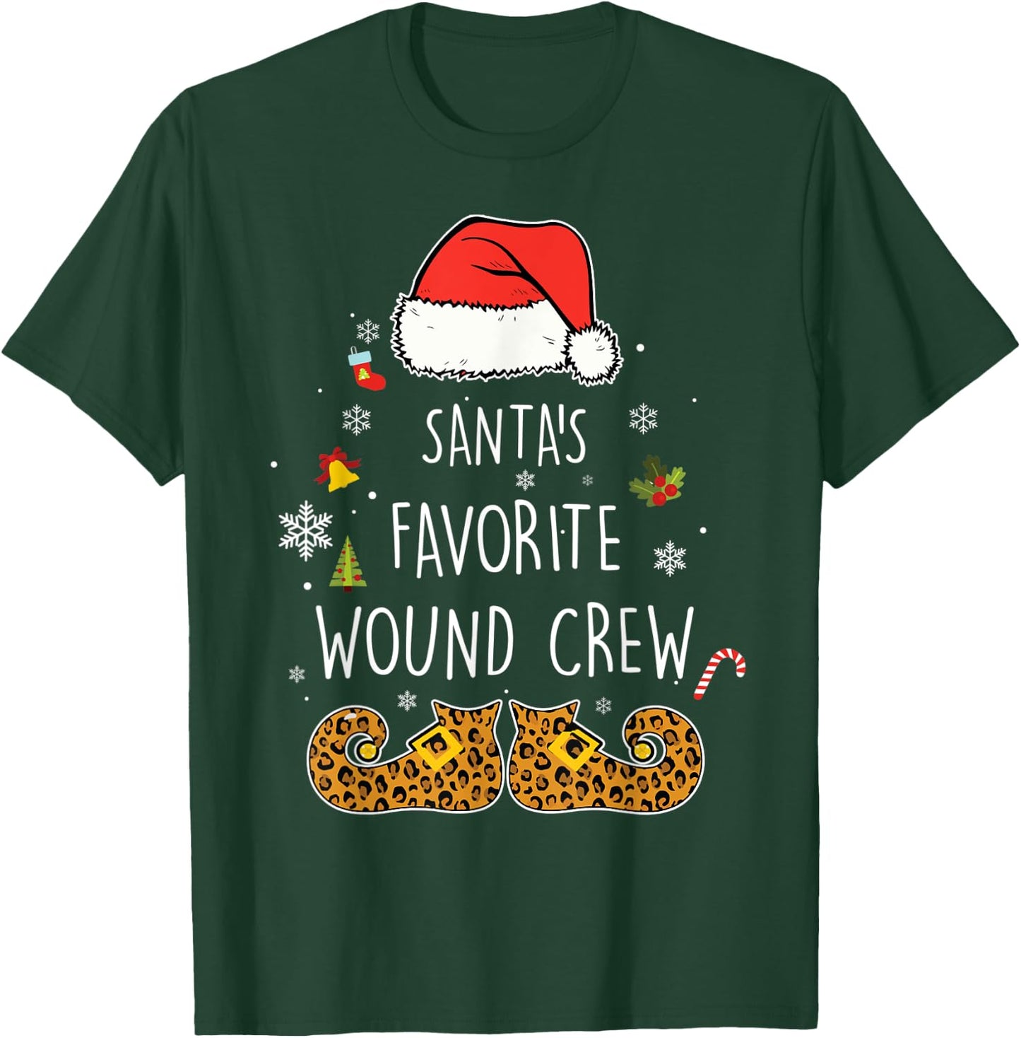 Santa's Favorite Wound Crew Christmas Wound Care Nurse Crew T-Shirt - T-Shirt | Forest