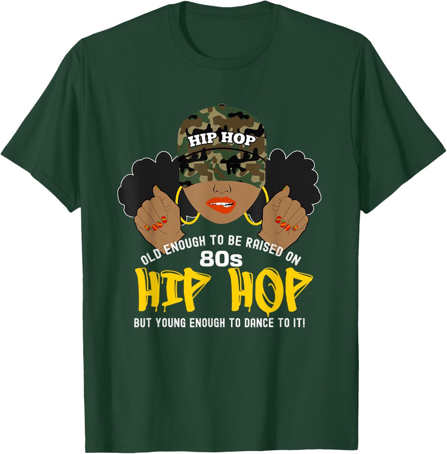Raised on Old School 80s Hip Hop African American Woman T-Shirt - T-Shirt | Forest