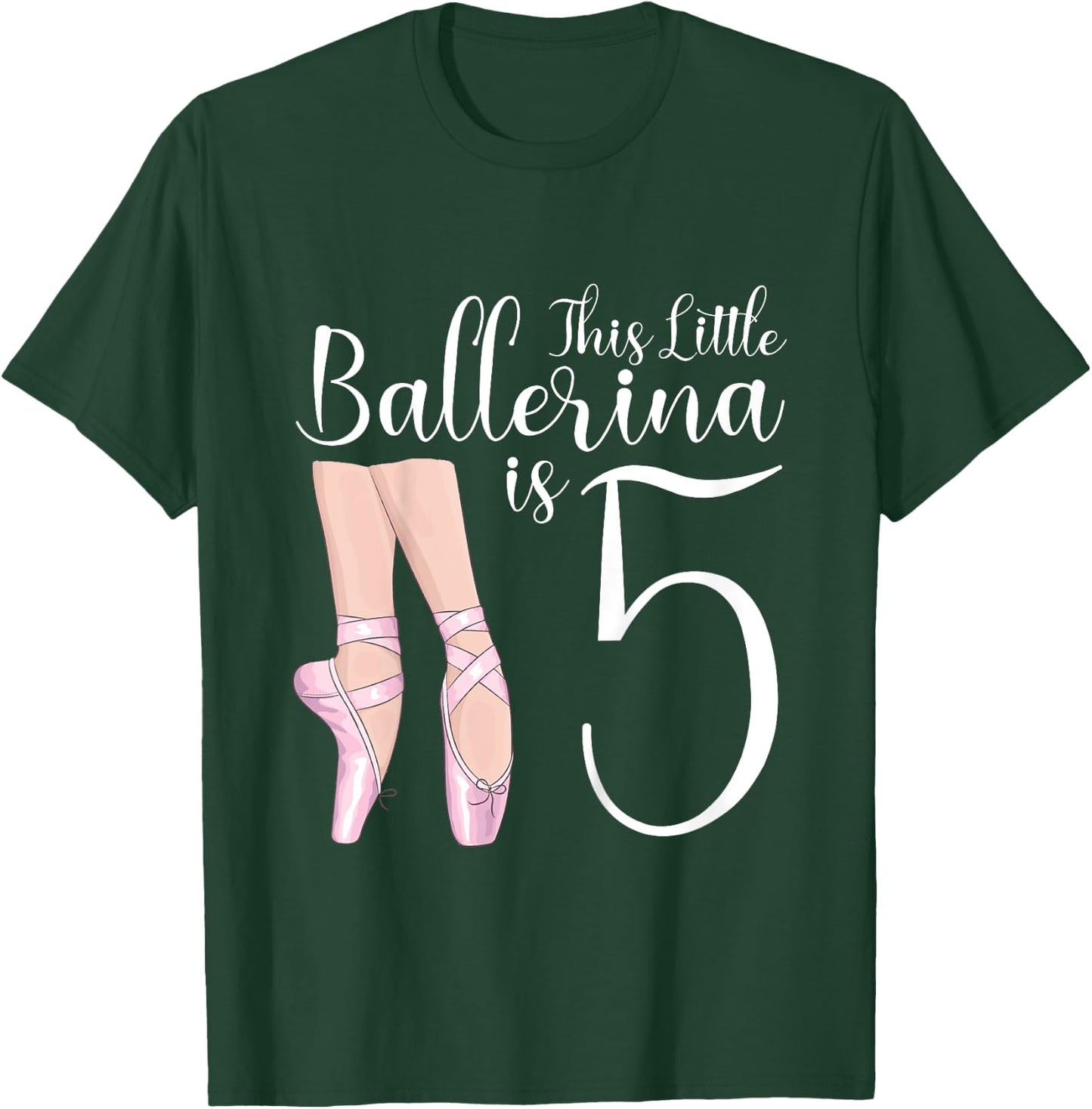5 Year Old Ballerina Birthday Party Dance Ballet 5th Gift T-Shirt - T-Shirt | Forest