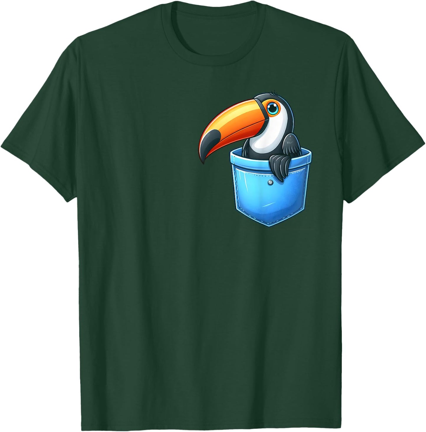 Adorable Toucan in Pocket for Kids, Boys, Girls, Women T-Shirt - T-Shirt | Forest