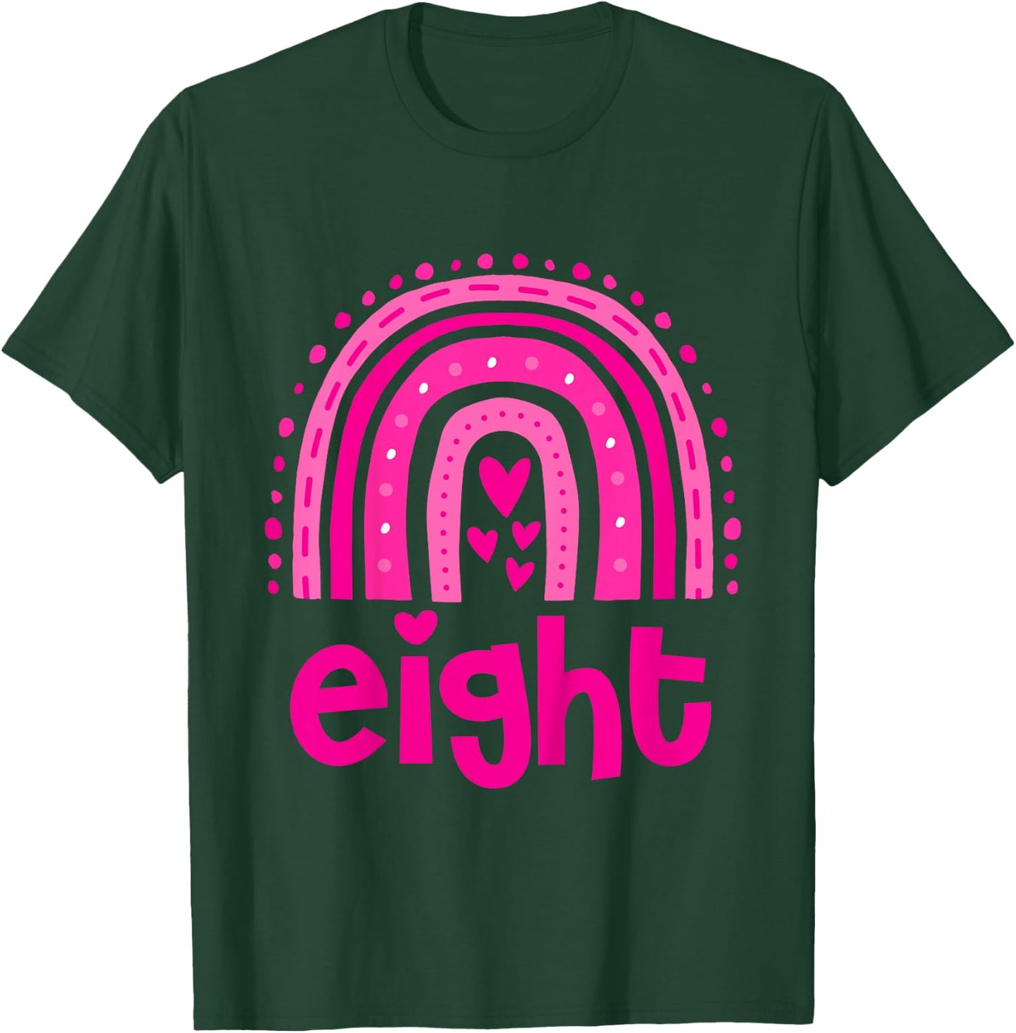 Girl's Birthday Eight 8 Years Old 8th Birthday Pink Rainbow T-Shirt - T-Shirt | Forest