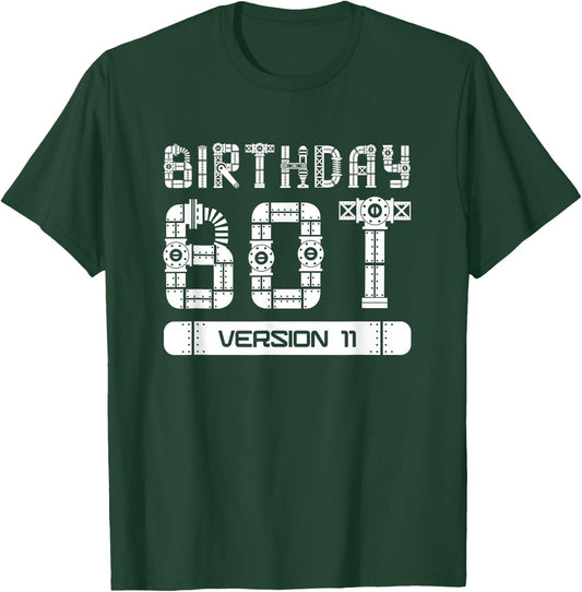 11 Year Old 11th Birthday Bot Version 11 | Robot Birthday T-Shirt - T-Shirt | Forest