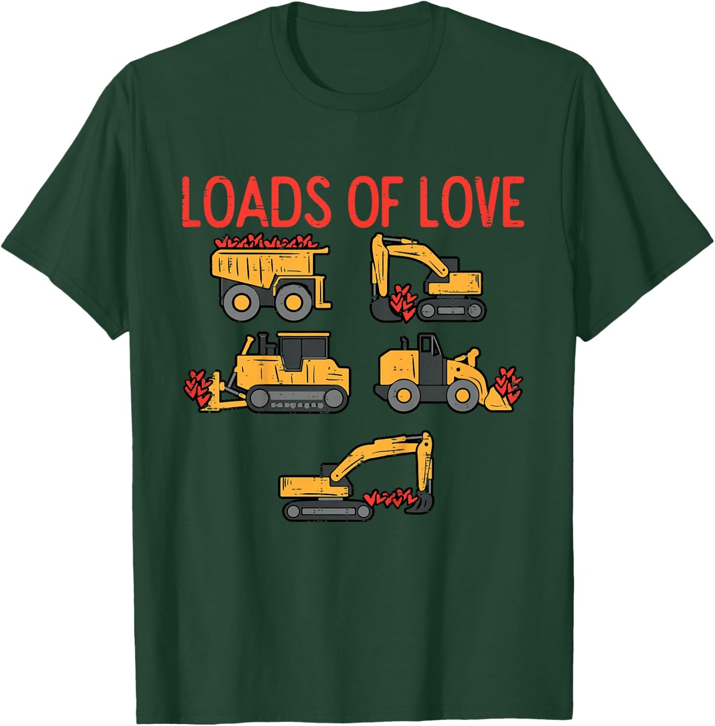 Kids Valentines Day Construction Loads Of Love Truck Toddler Boys T-Shirt - T-Shirt | Forest