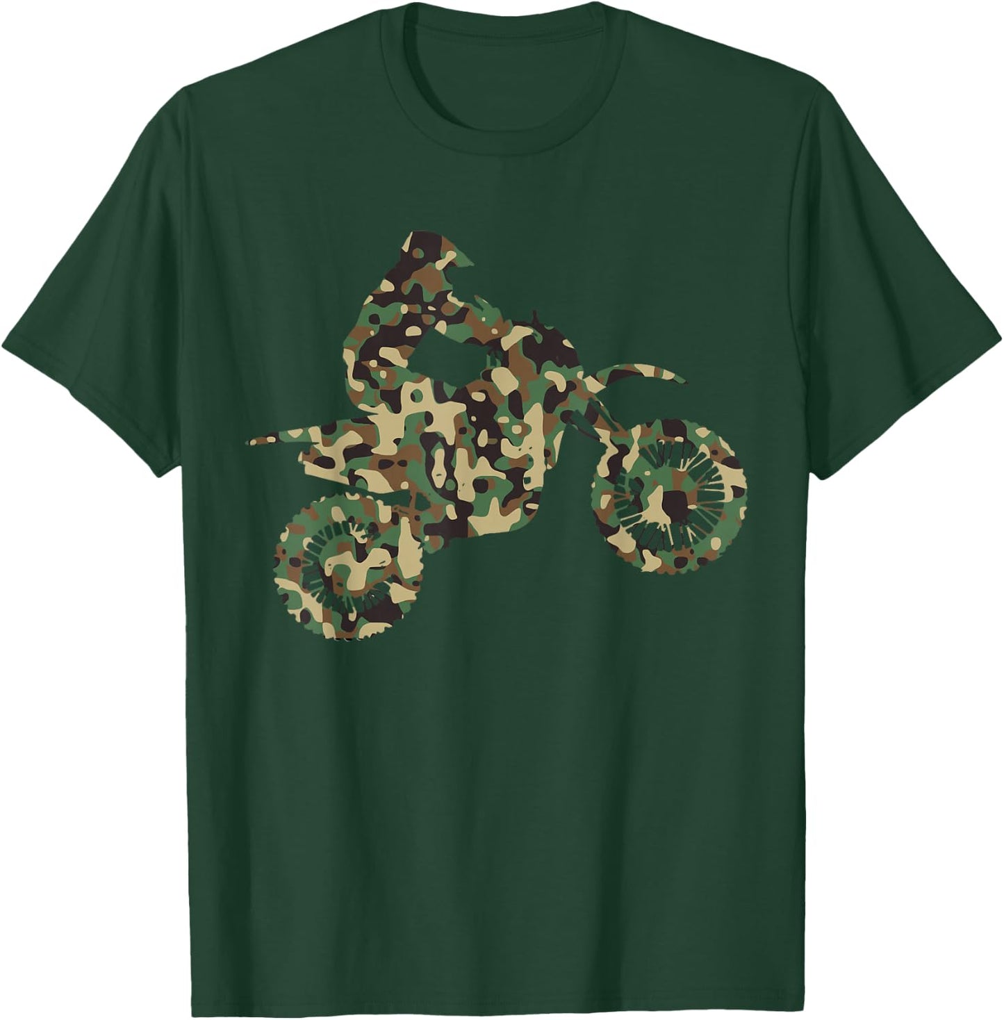 Motocross MX Enduro Motorcycle Camouflage Gift T-Shirt - T-Shirt | Forest