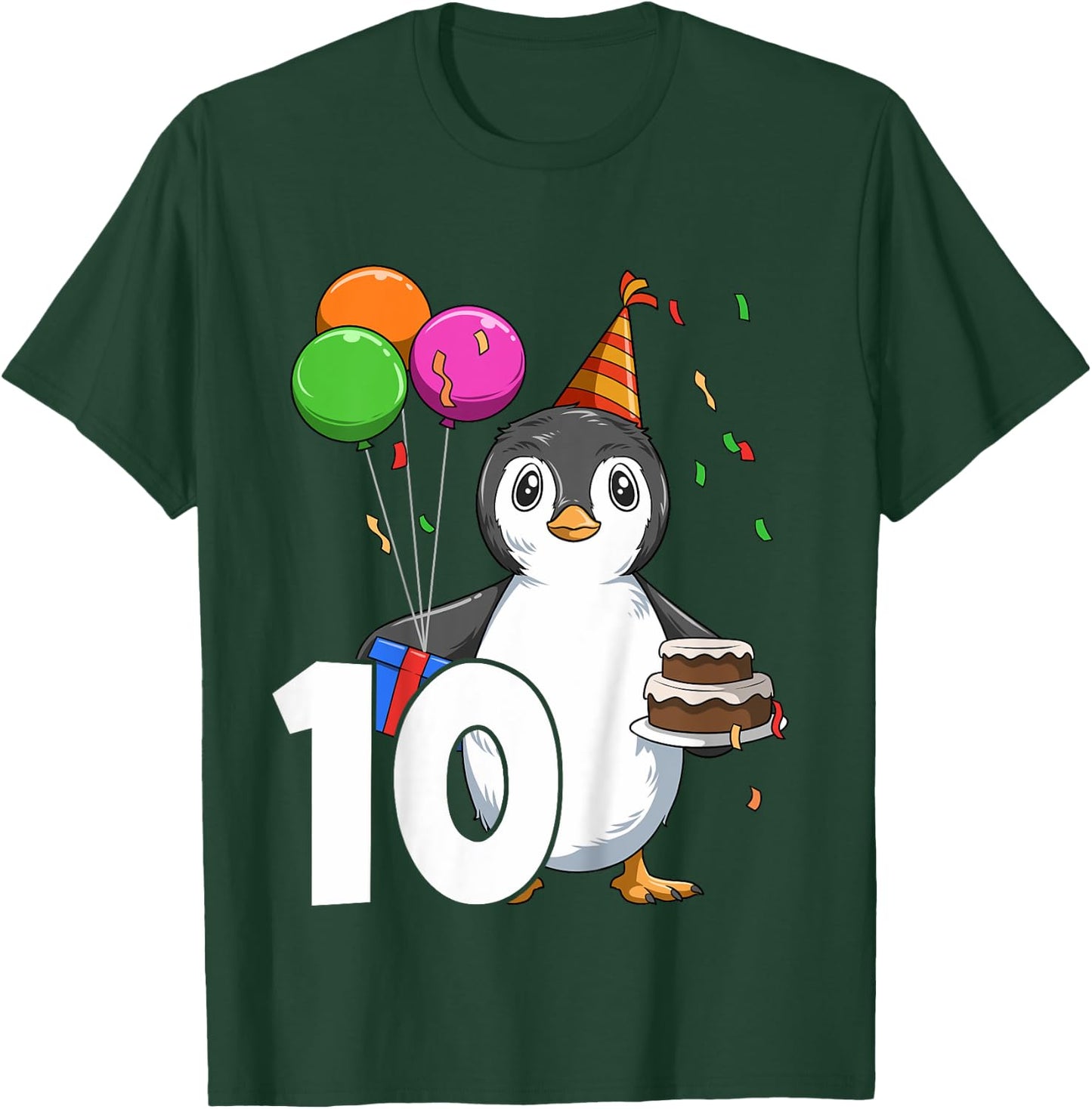 Penguin Birthday 10 Penguin 10th Birthday Penguin Party 10th T-Shirt - T-Shirt | Forest