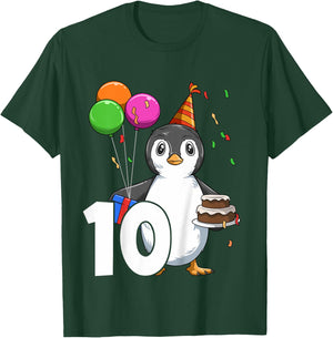 Penguin Birthday 10 Penguin 10th Birthday Penguin Party 10th T-Shirt - T-Shirt | Forest