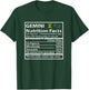 Gemini Nutrition Facts Zodiac Sign T-Shirt - T-Shirt | Forest
