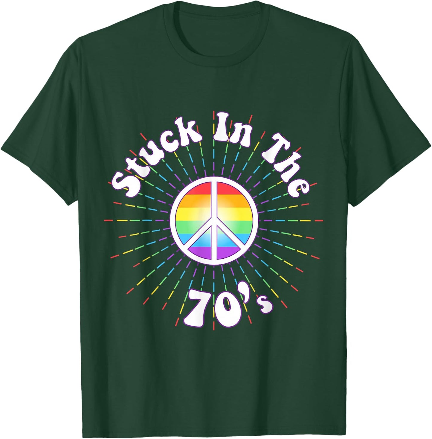 Stuck in the 70s Retro Peace Seventies Flower Power T-Shirt - T-Shirt | Forest