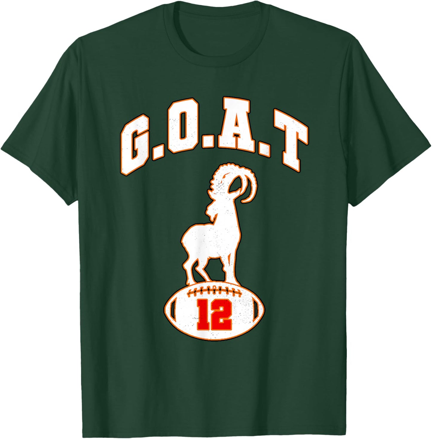 Vintage Distressed GOAT 12 Football T-Shirt - T-Shirt | Forest