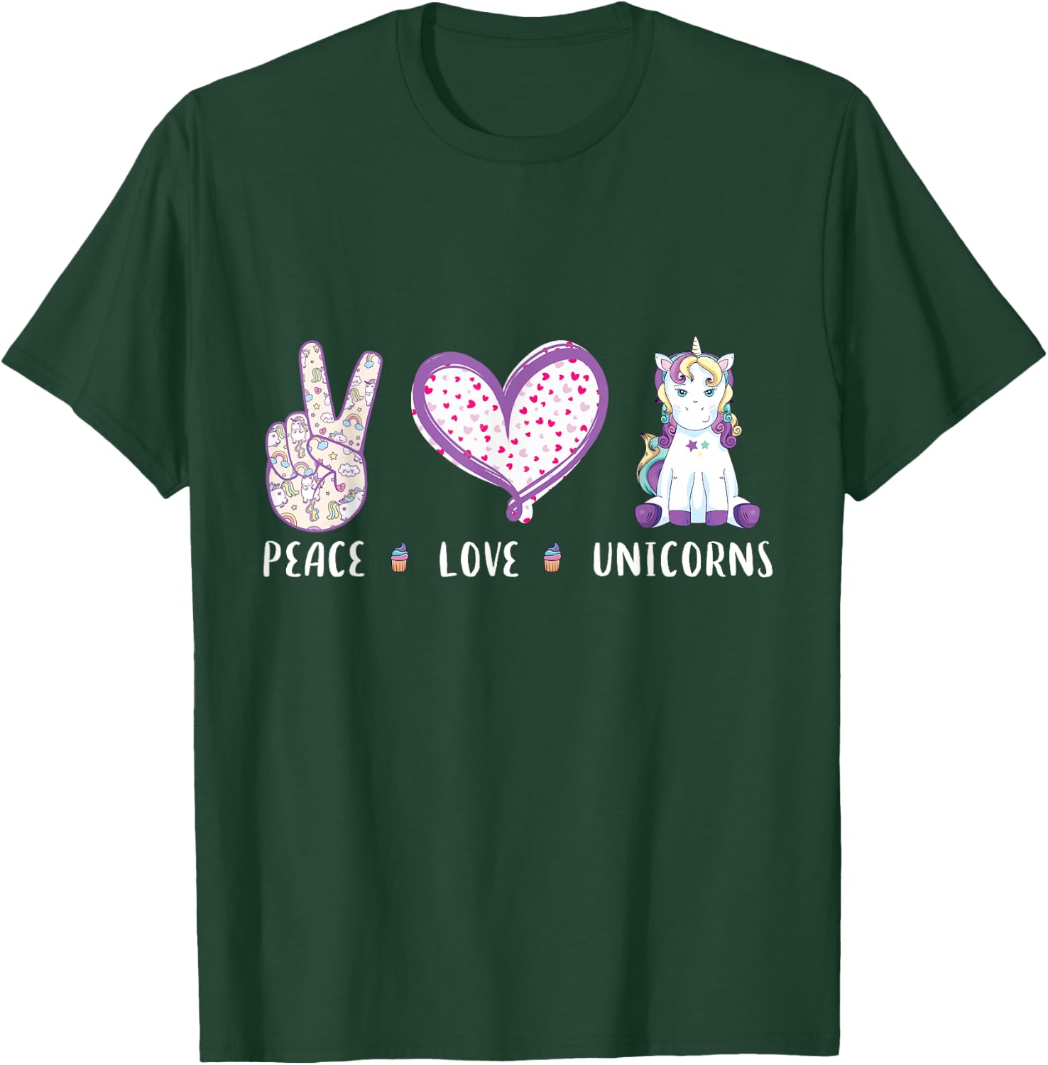 peace love Unicorns gifts for kids girls boys women T-Shirt - T-Shirt | Forest
